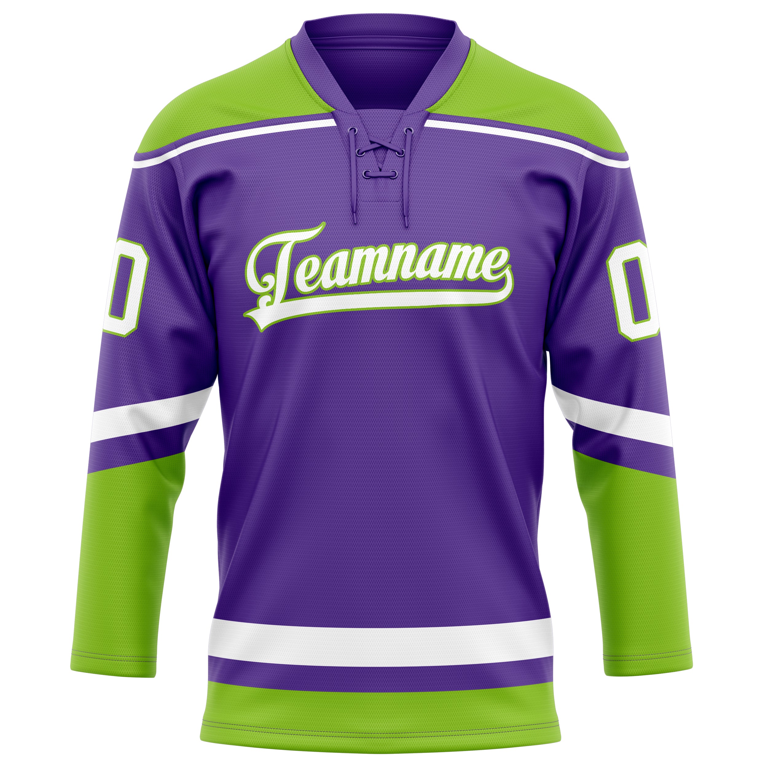 Maillot de hockey personnalisé violet néon vert uni