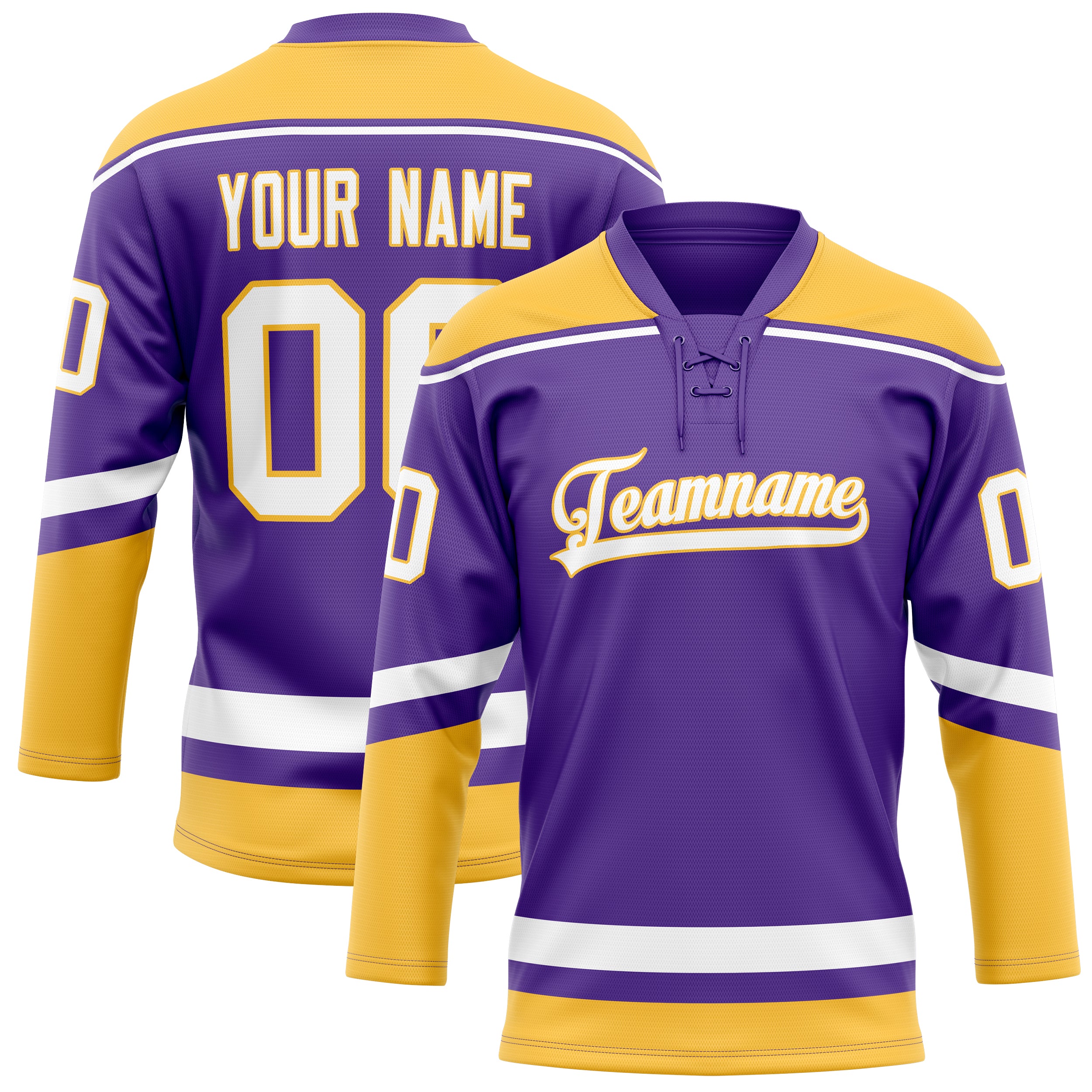 Maillot de hockey personnalisé violet et or uni