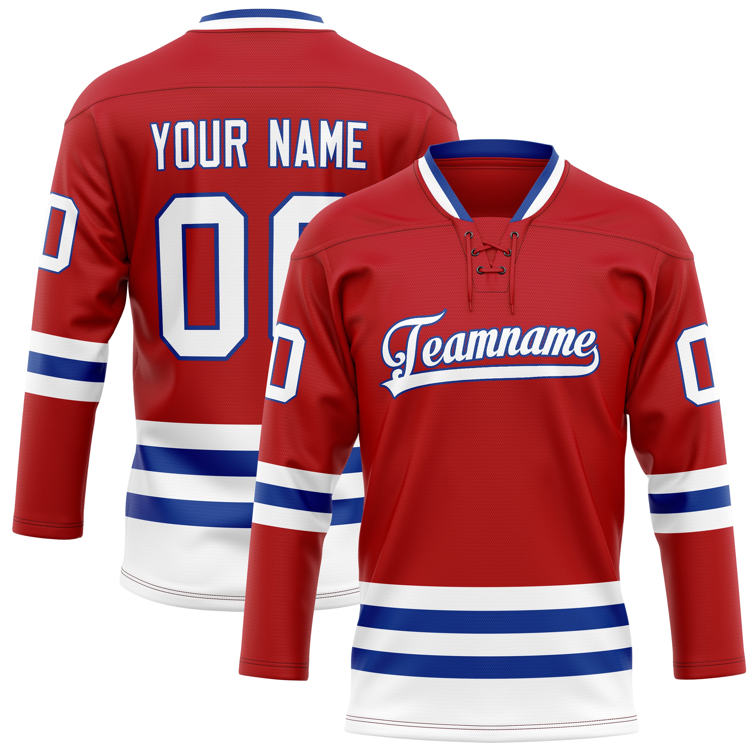 Maillot de hockey personnalisé rouge et blanc uni