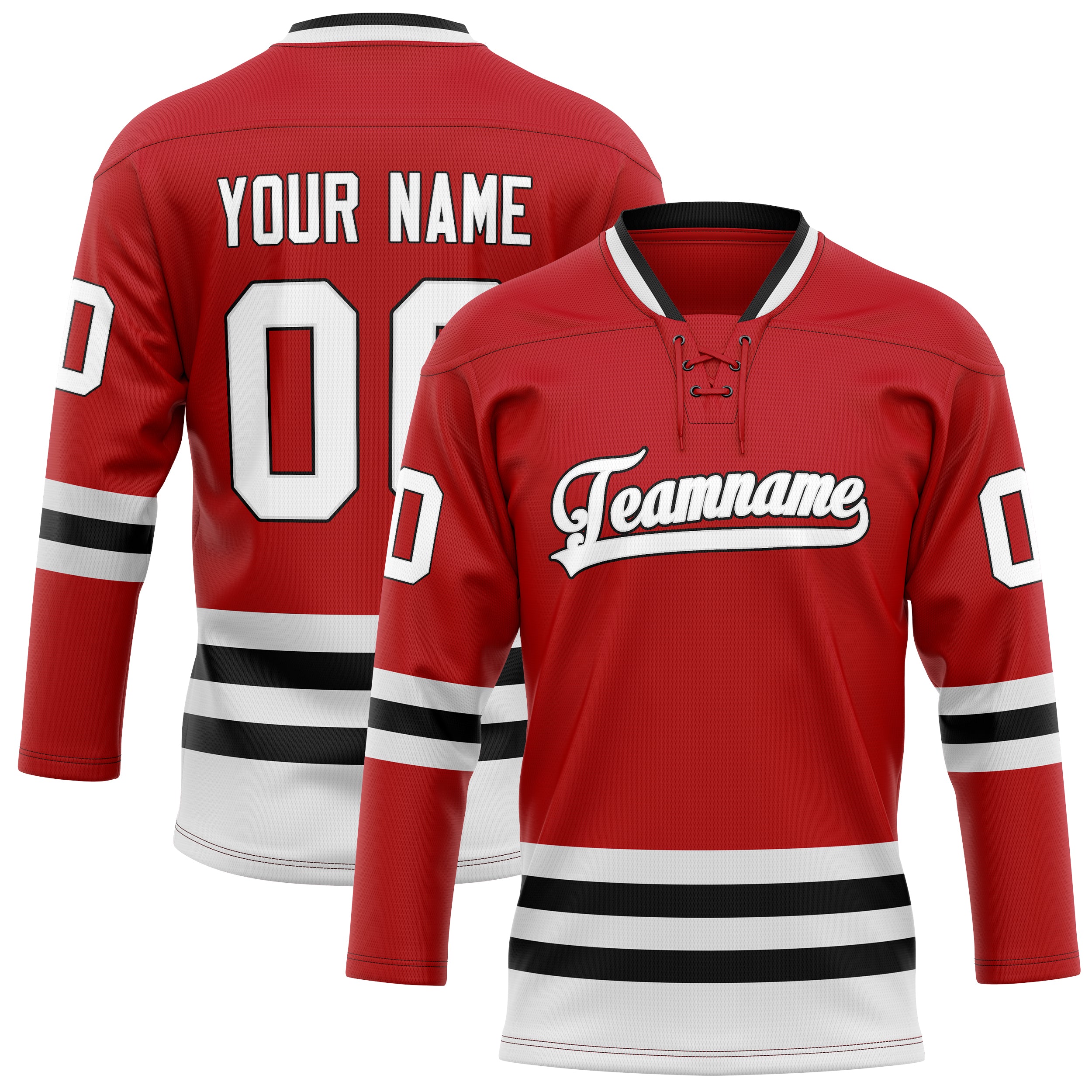 Maillot de hockey personnalisé rouge et blanc uni