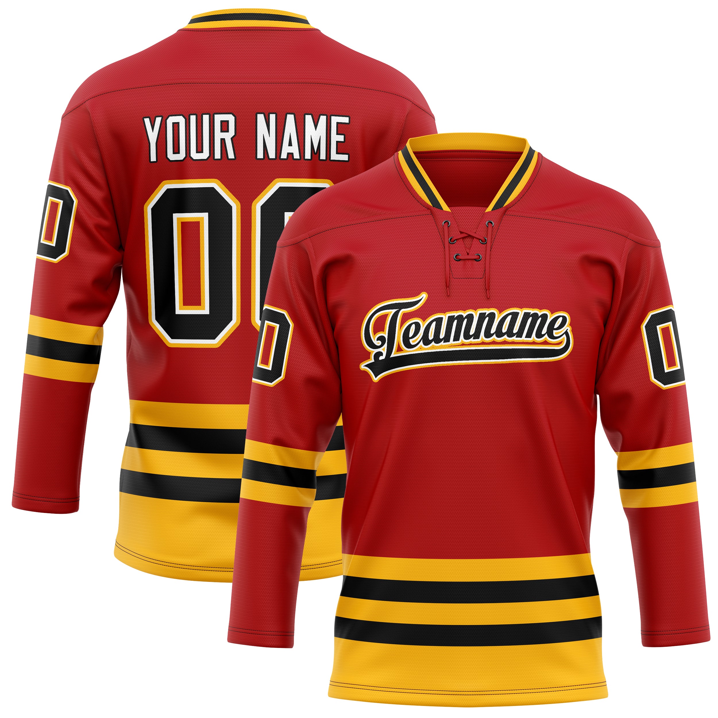 Maillot de hockey personnalisé rouge et noir uni