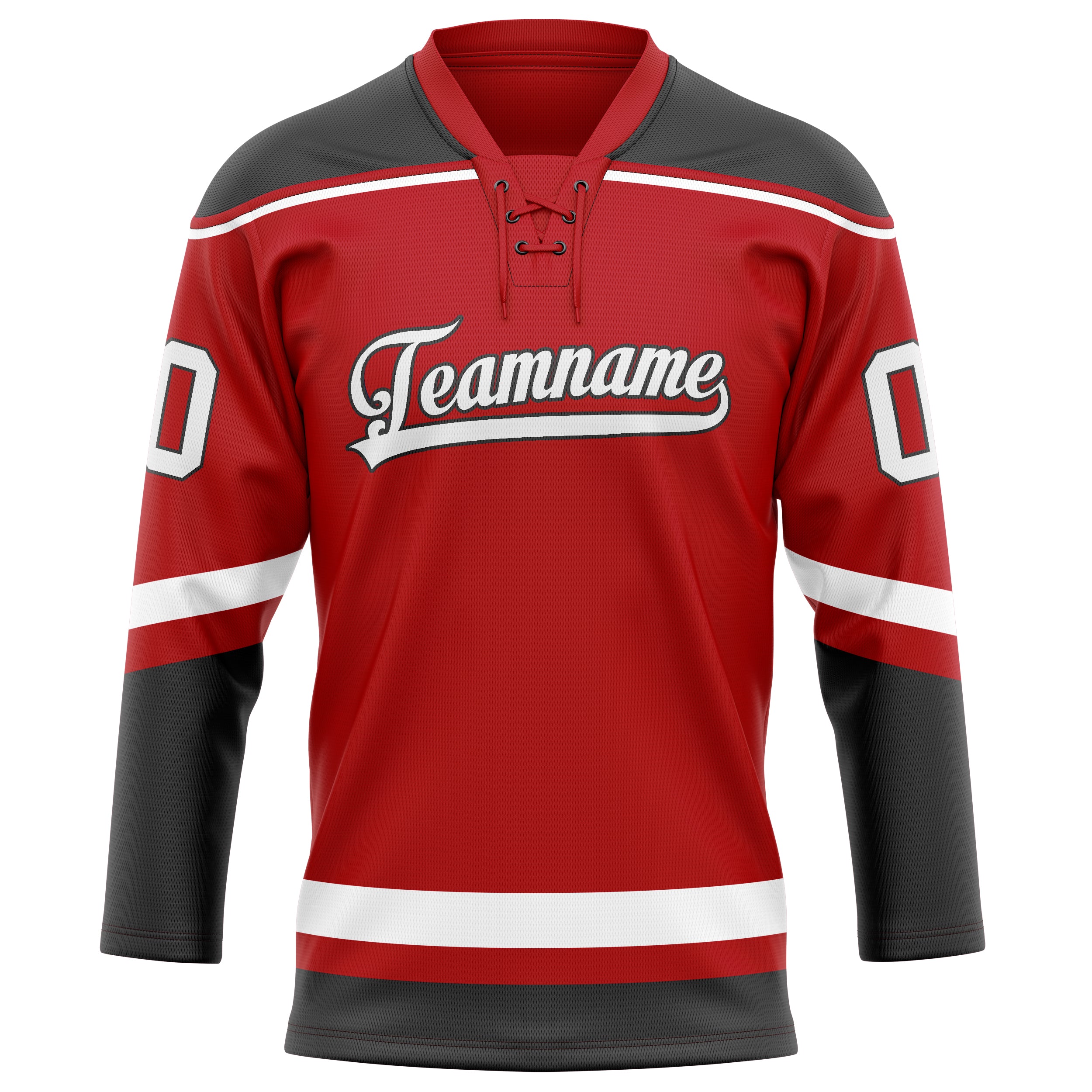 Maillot de hockey personnalisé rouge et gris uni