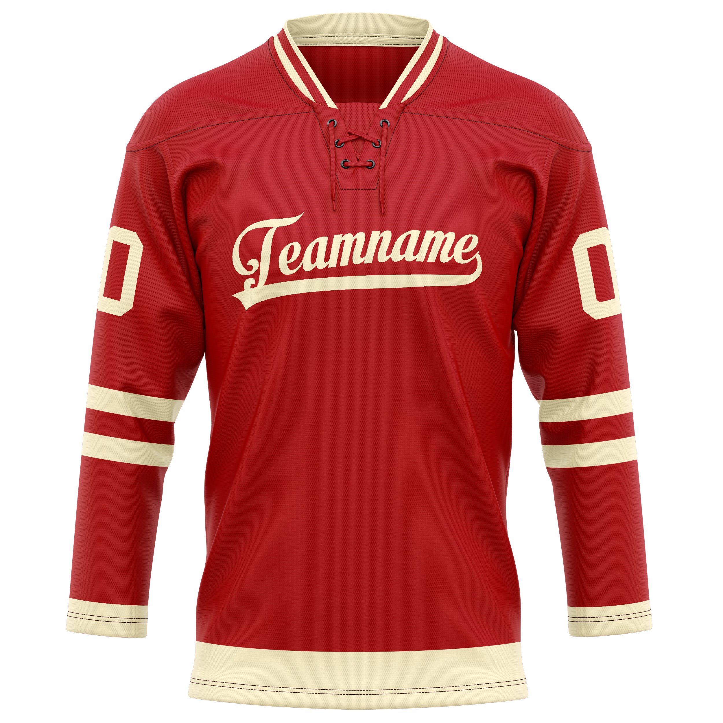 Maillot de hockey personnalisé rouge crème uni