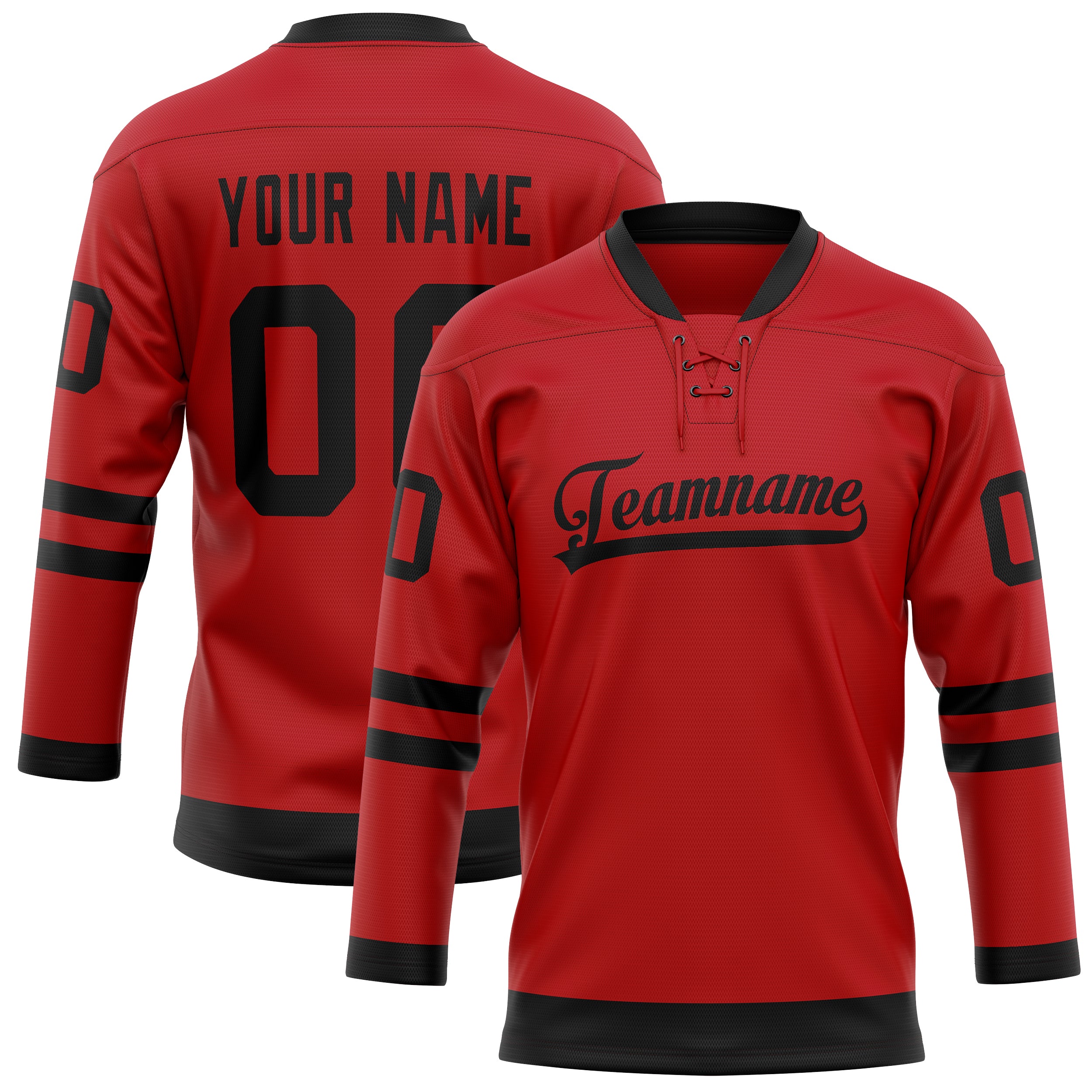 Maillot de hockey personnalisé rouge et noir uni