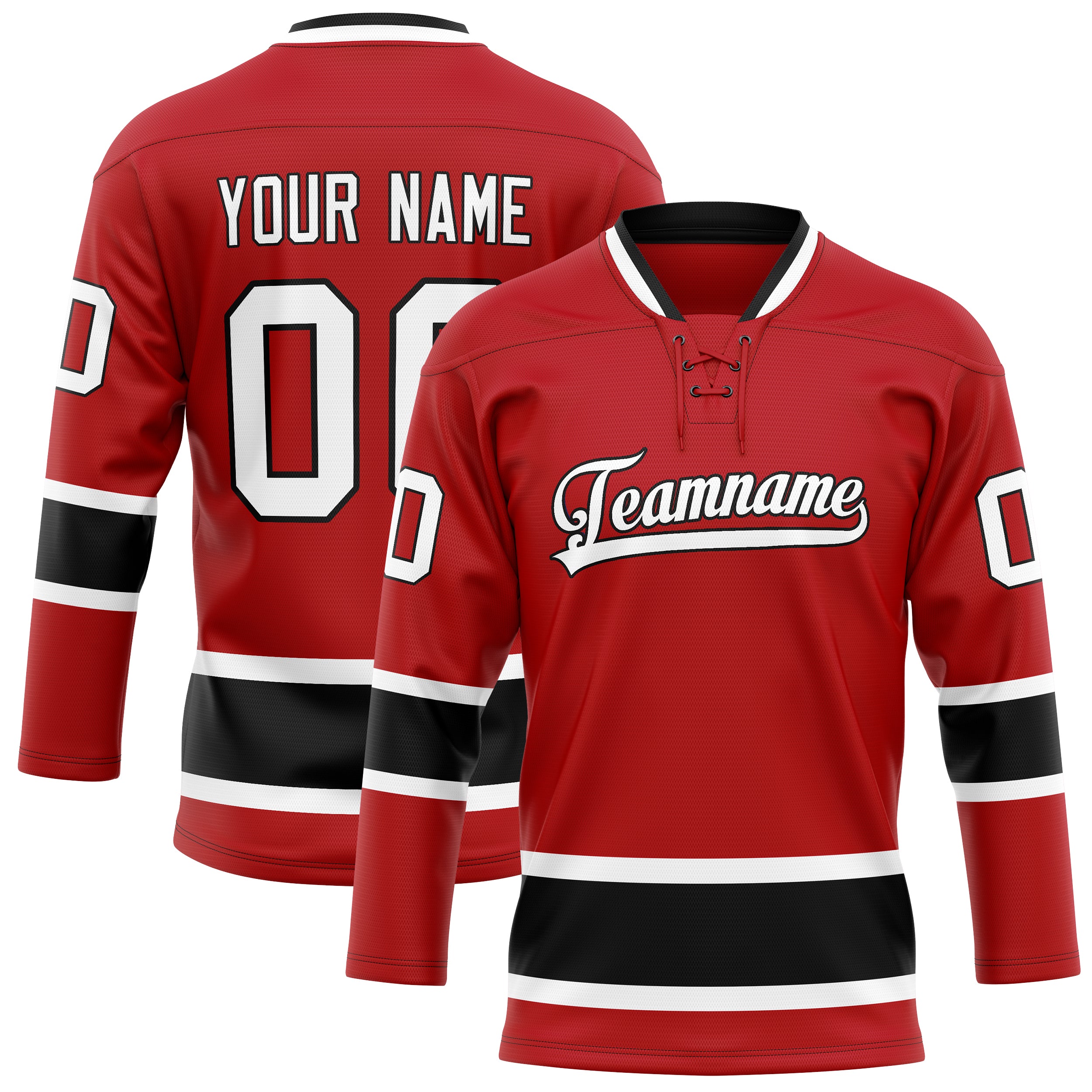 Maillot de hockey personnalisé rouge et noir uni