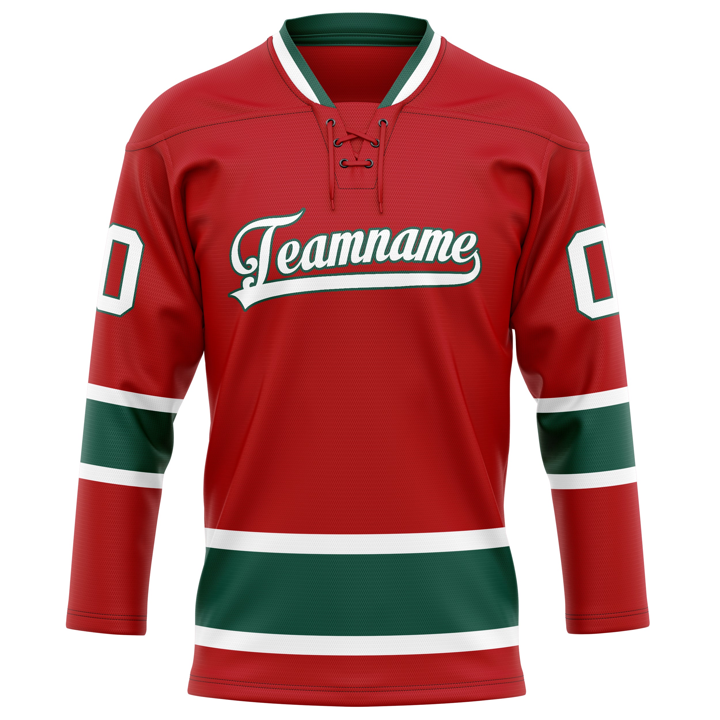Maillot de hockey personnalisé rouge et vert Kelly uni