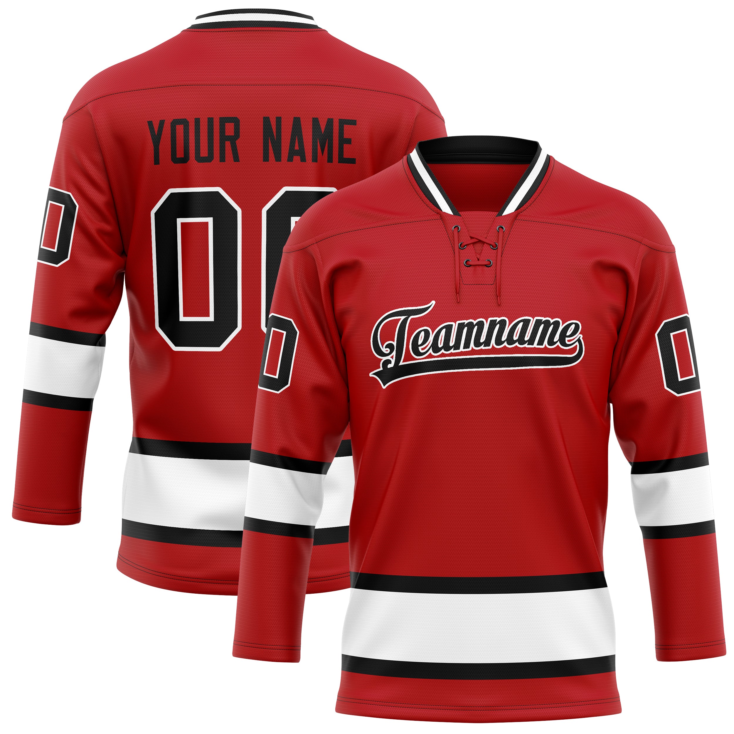 Maillot de hockey personnalisé rouge et blanc uni