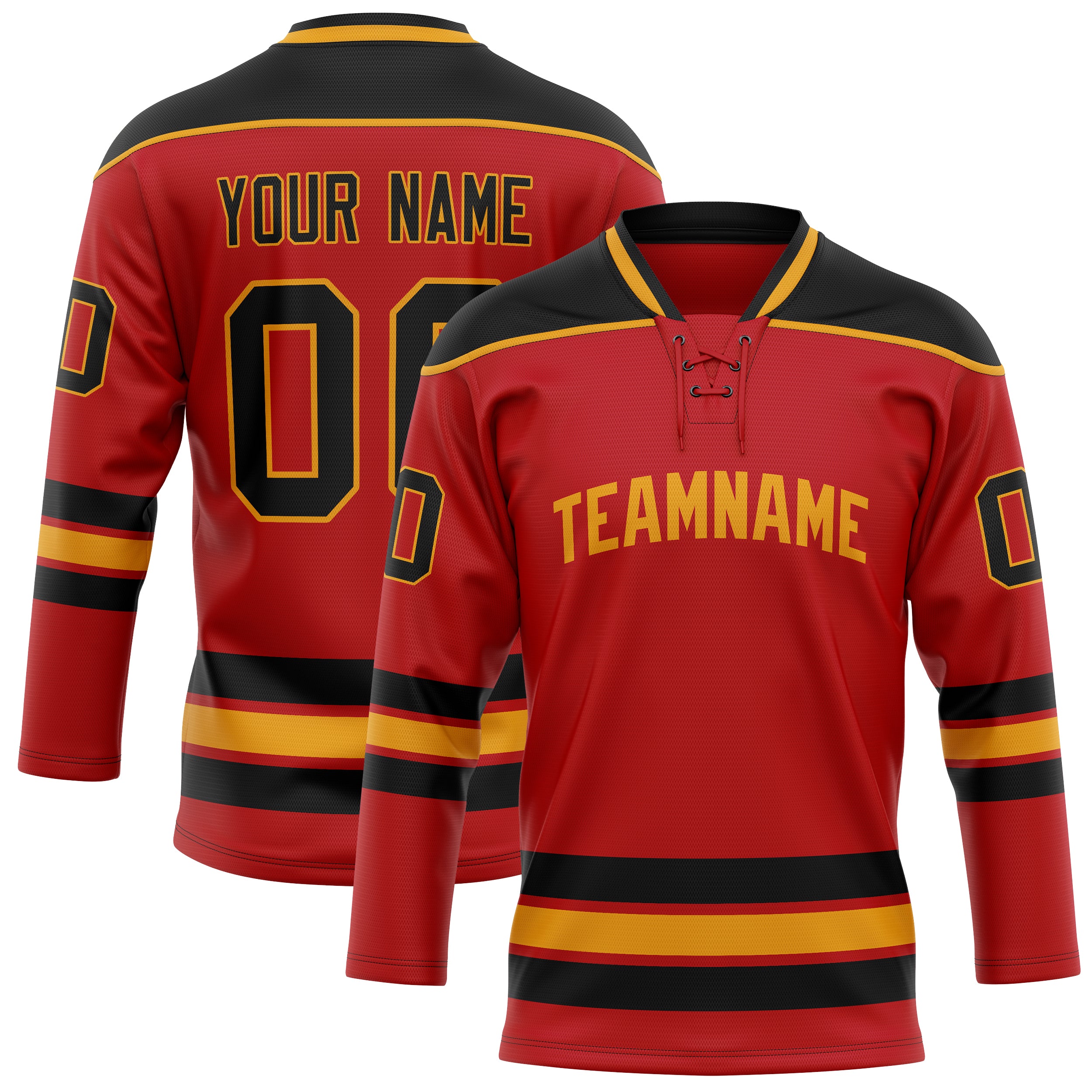 Maillot de hockey personnalisé rouge et noir uni