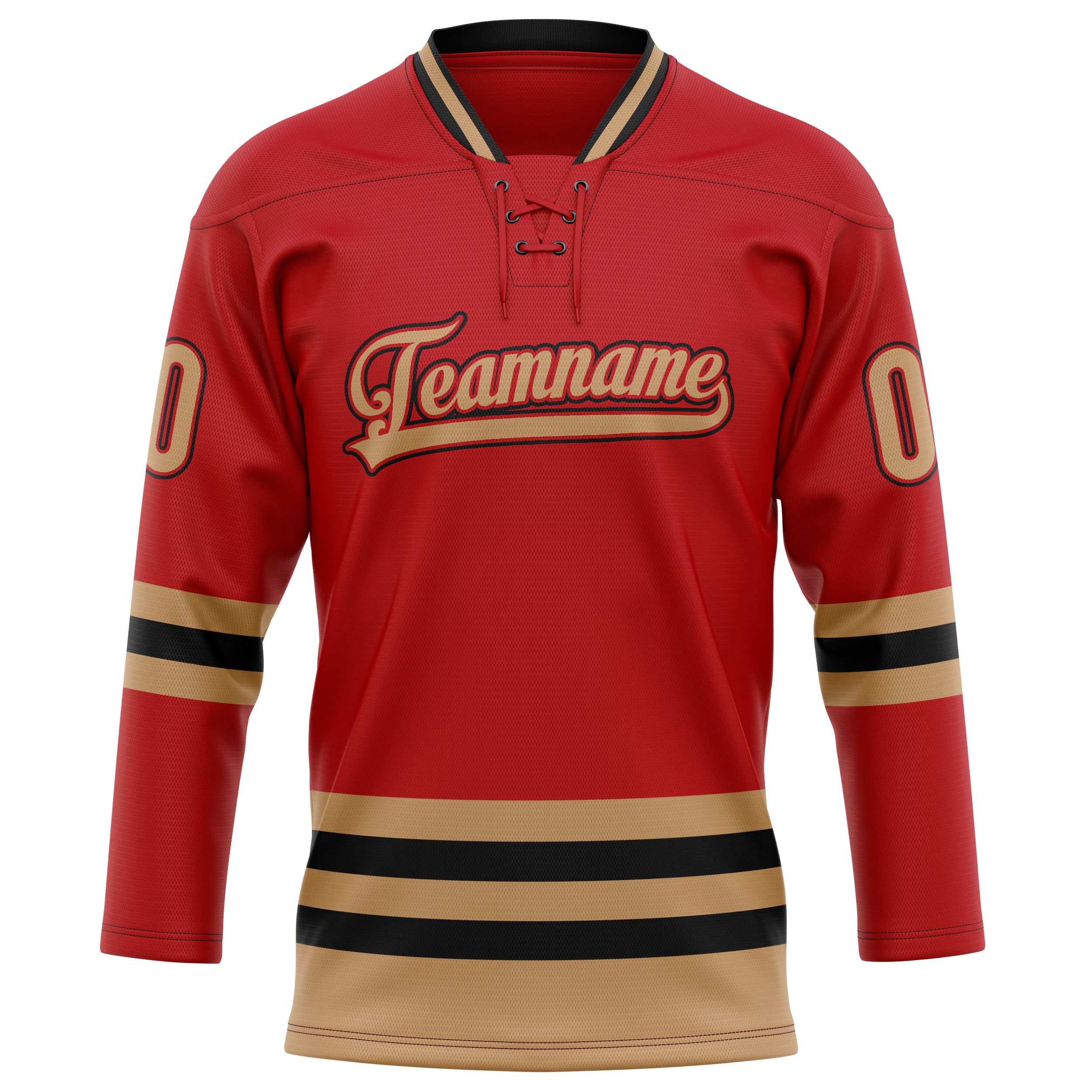 Maillot de hockey personnalisé rouge et or uni