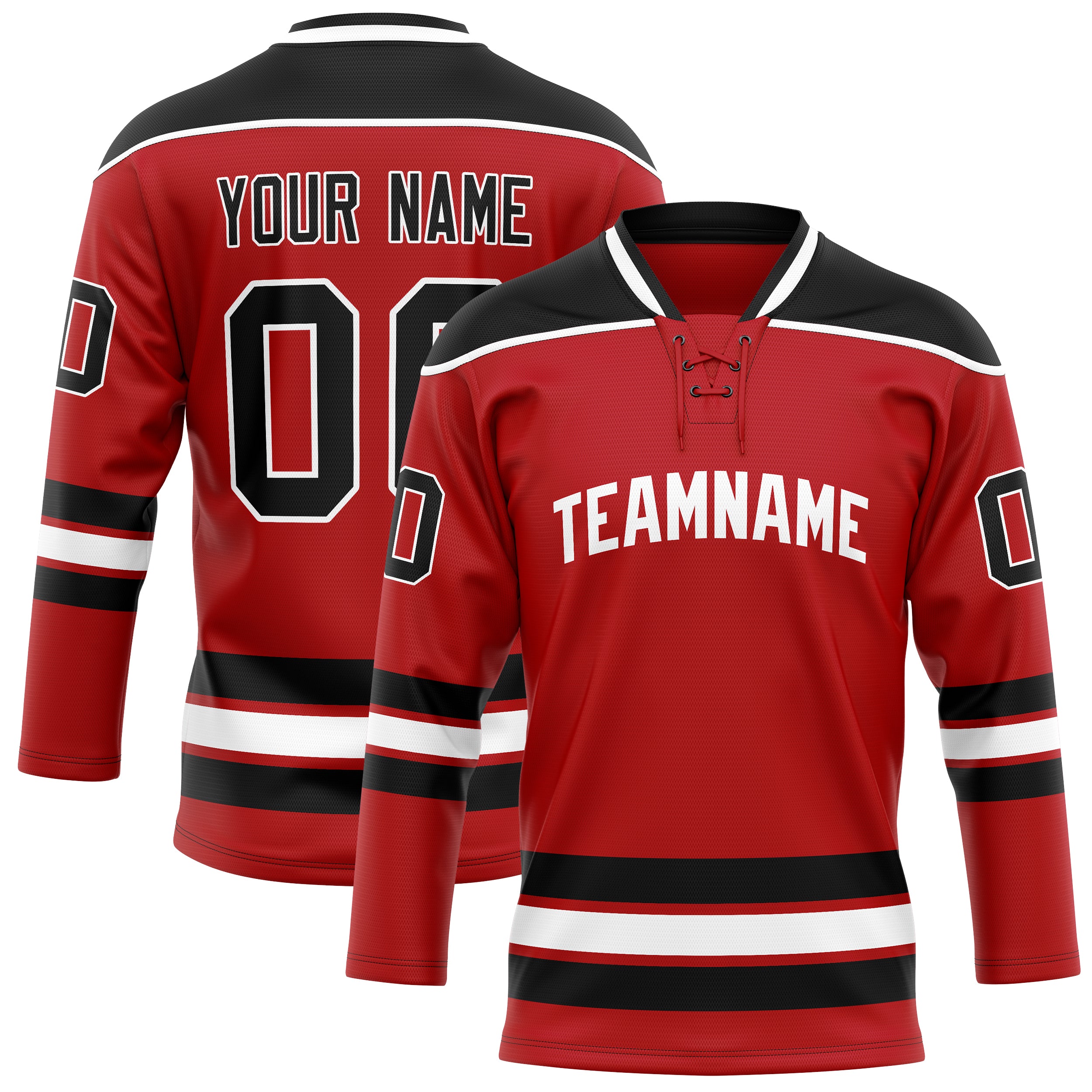 Maillot de hockey personnalisé rouge et noir uni