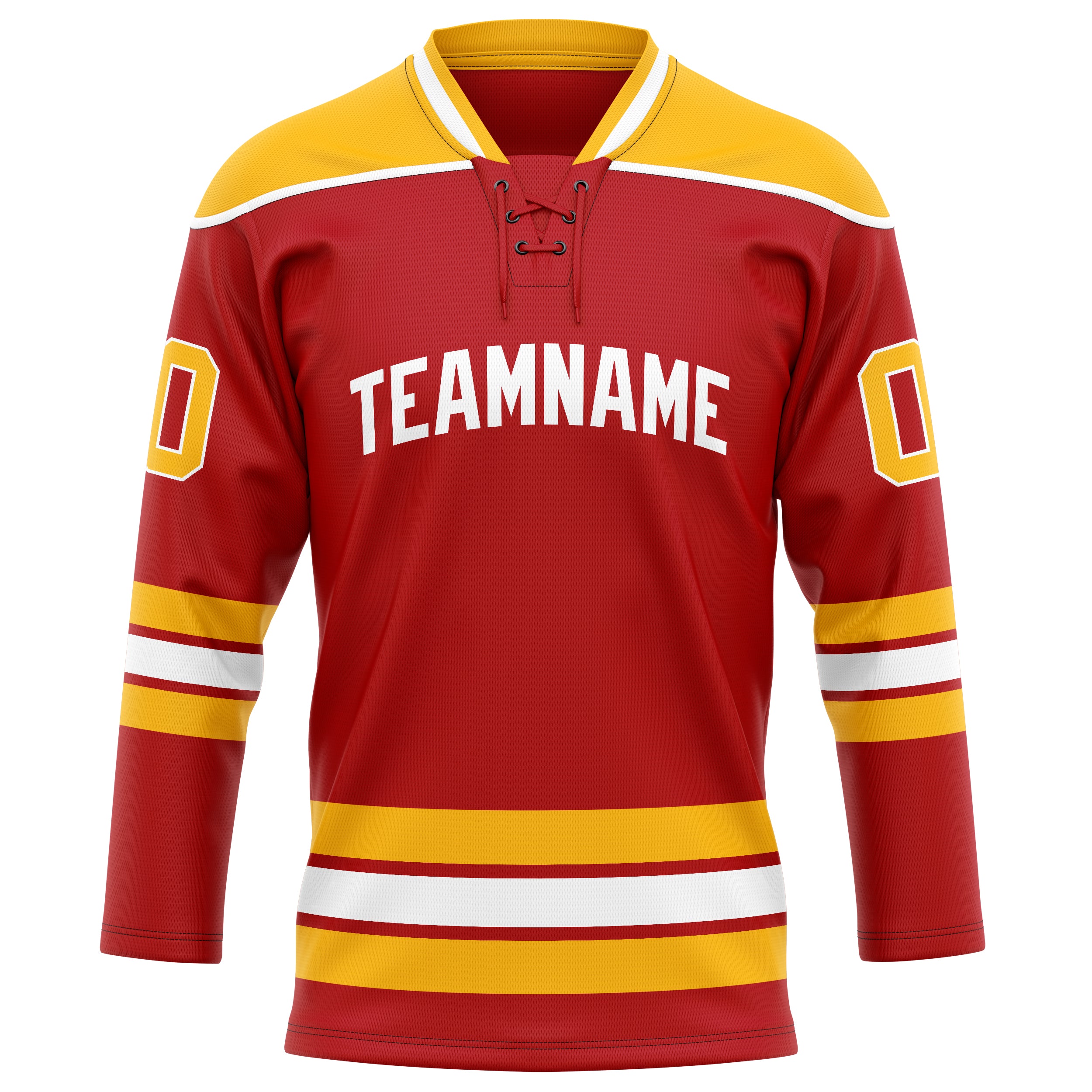 Maillot de hockey personnalisé rouge et or uni