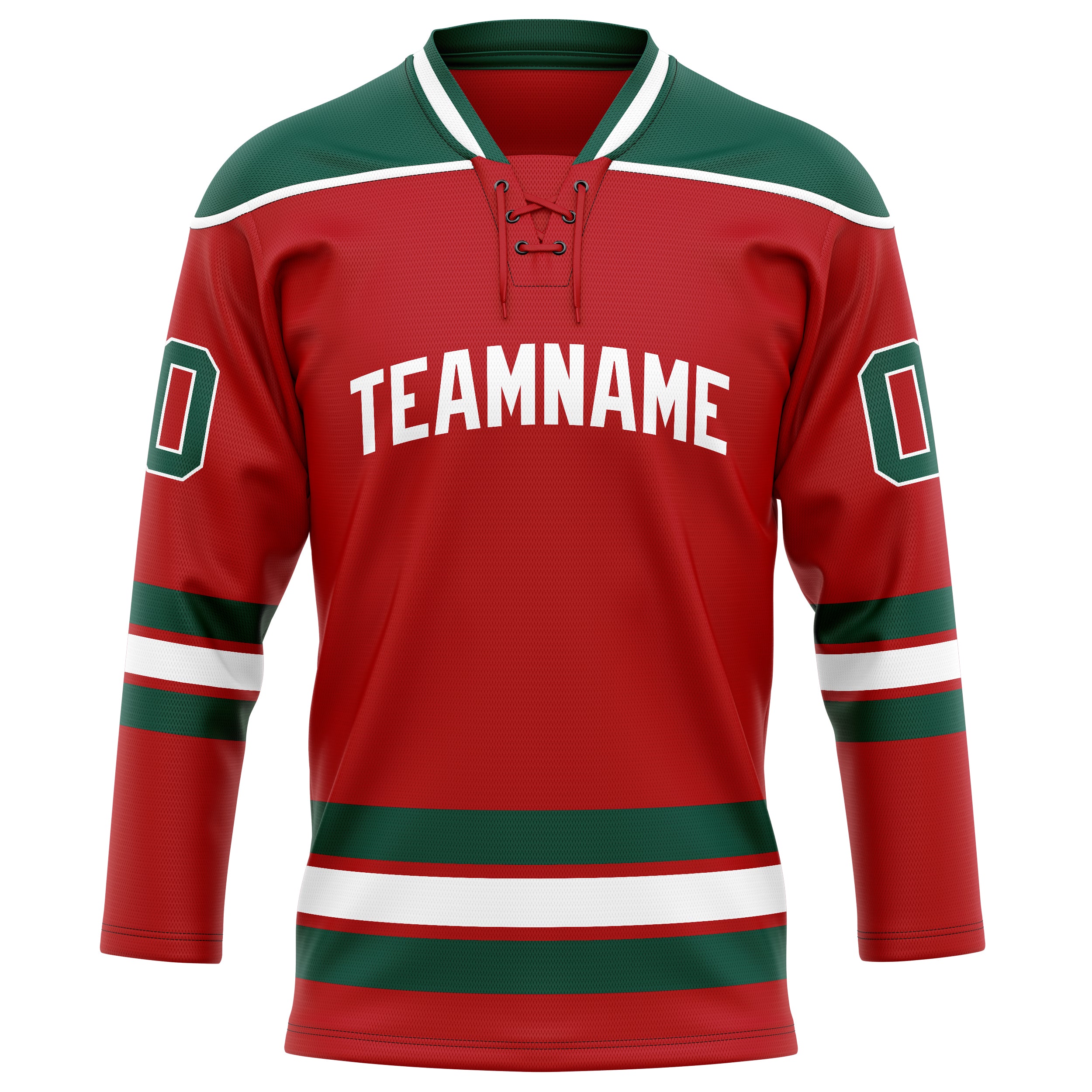 Maillot de hockey personnalisé rouge et vert Kelly uni