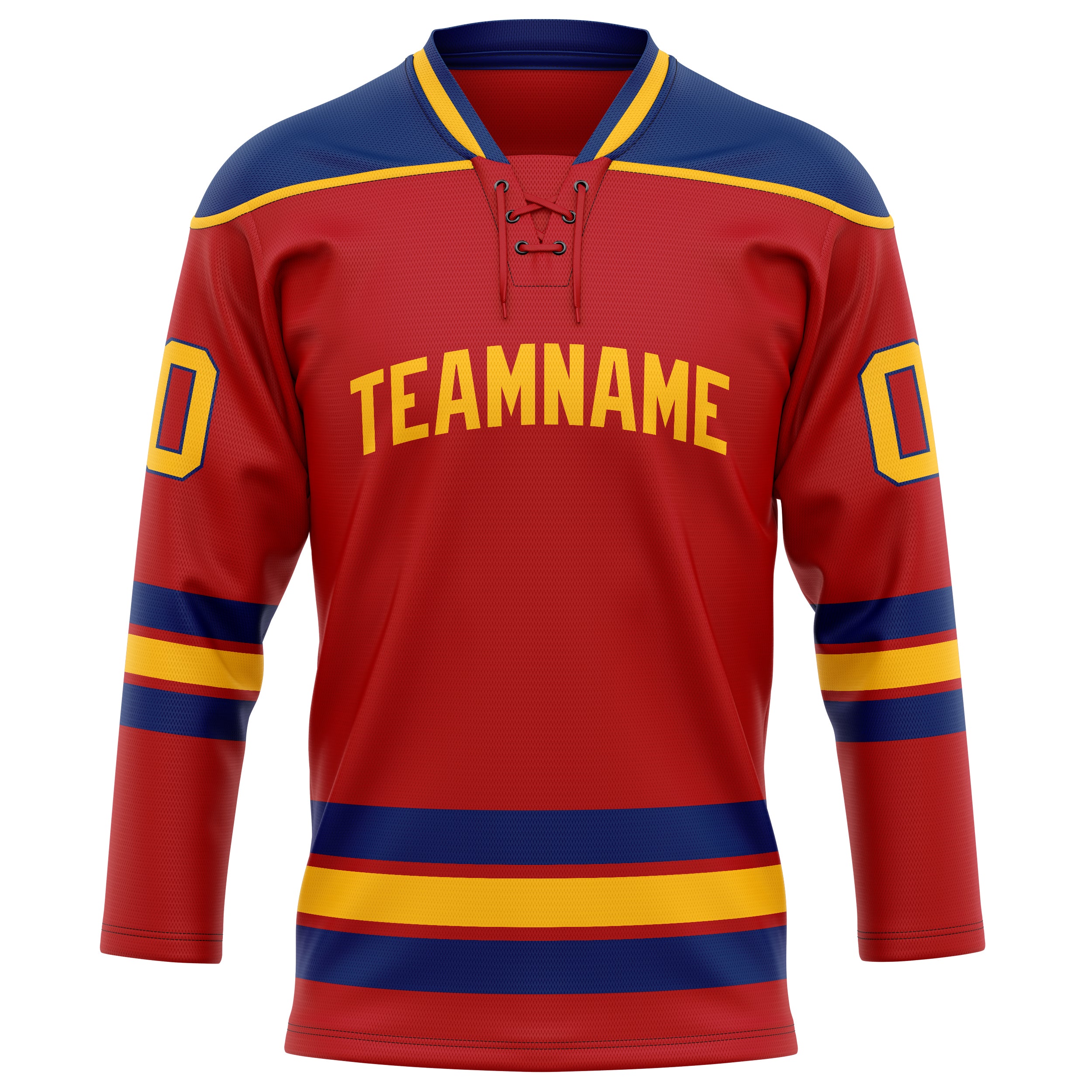 Maillot de hockey personnalisé rouge et or uni
