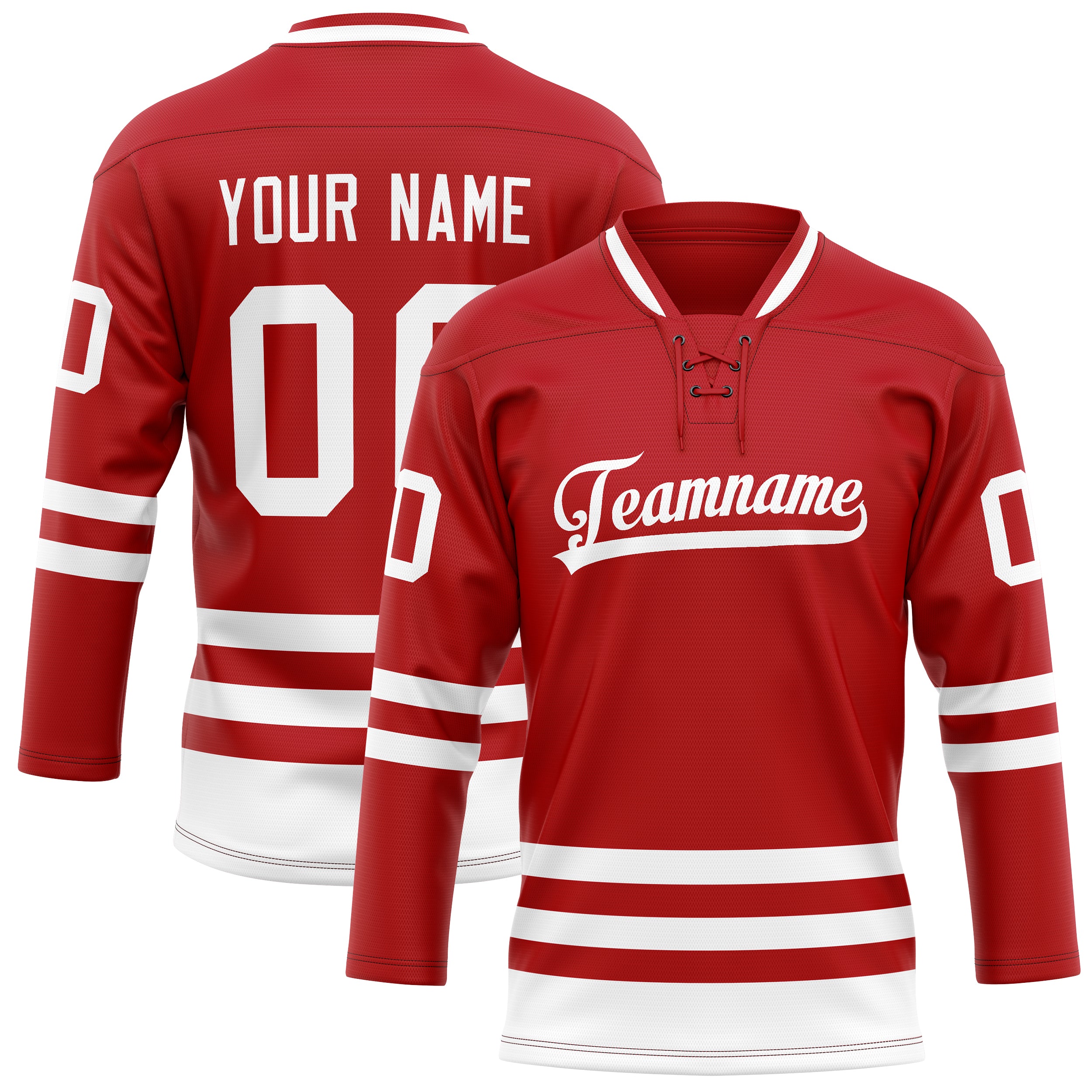 Maillot de hockey personnalisé rouge et blanc uni