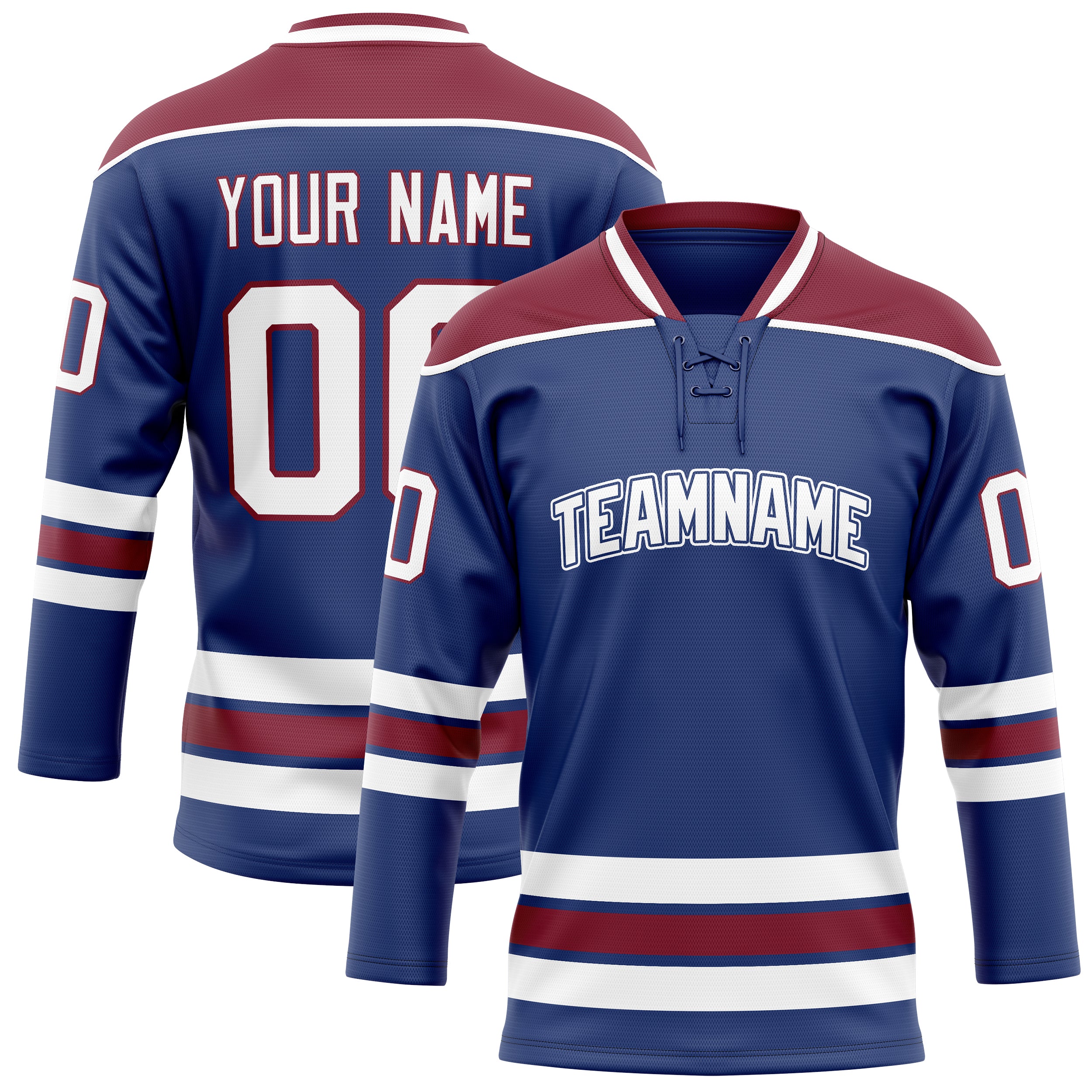 Maillot de hockey personnalisé de couleur unie bordeaux royal