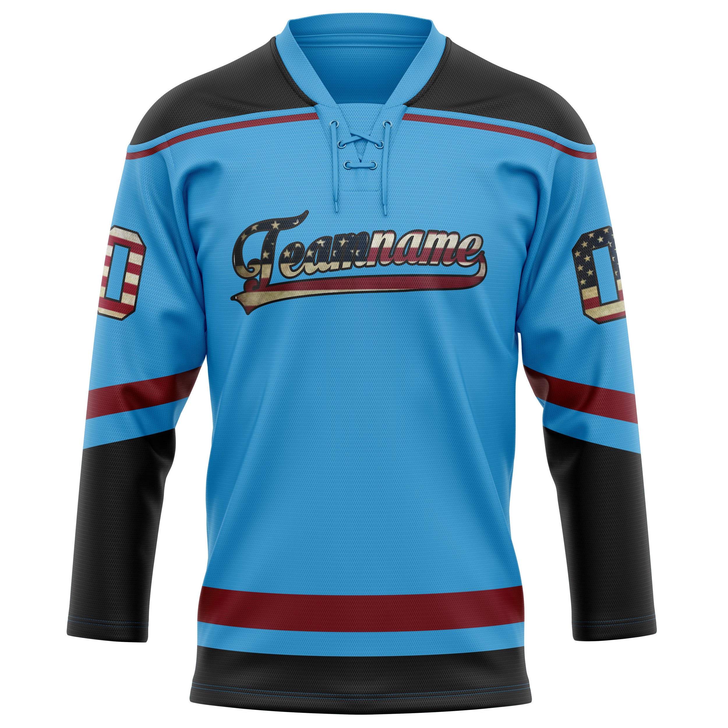 Maillot de hockey personnalisé bleu ciel et noir uni