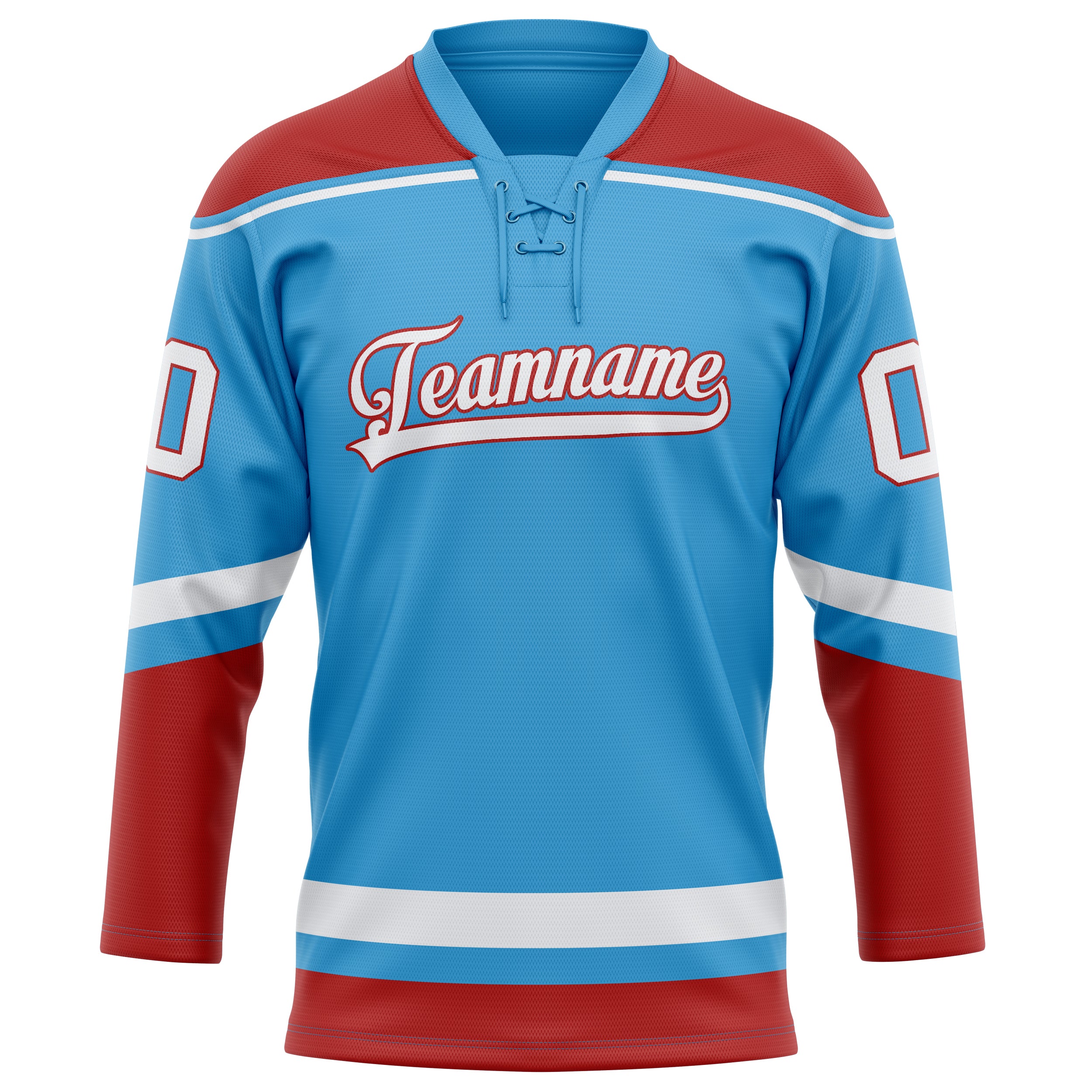 Maillot de hockey personnalisé bleu ciel et rouge uni