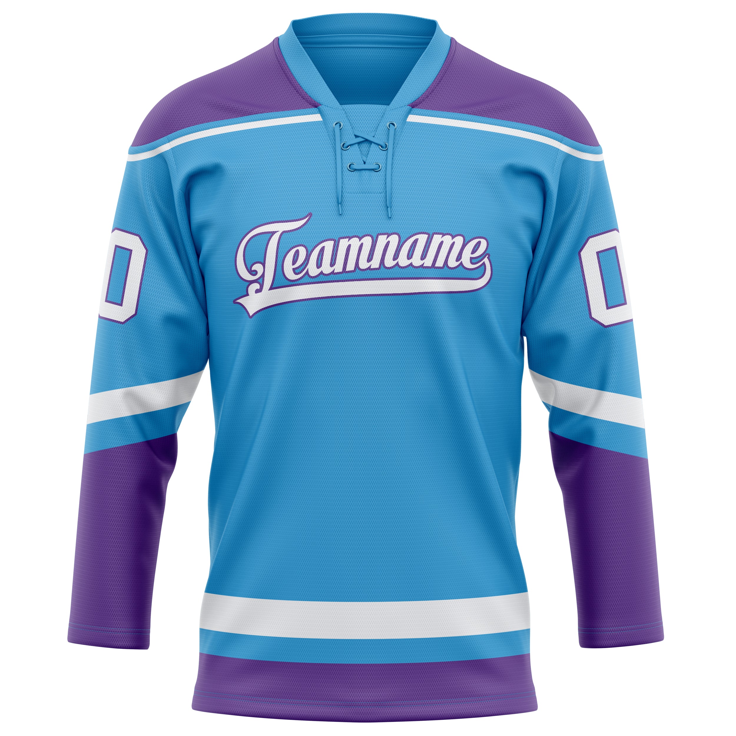 Maillot de hockey personnalisé bleu ciel et violet uni