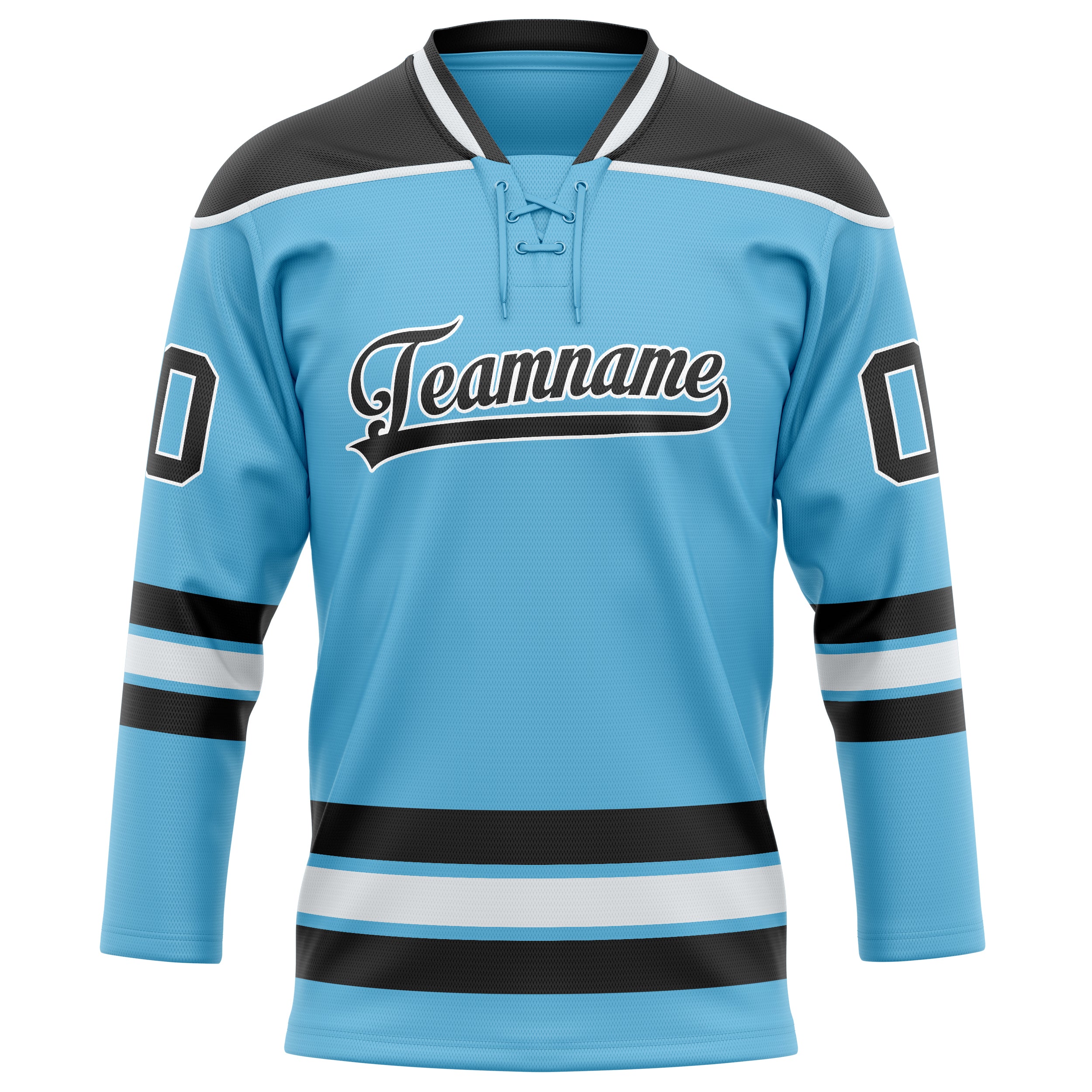 Maillot de hockey personnalisé bleu ciel et noir uni