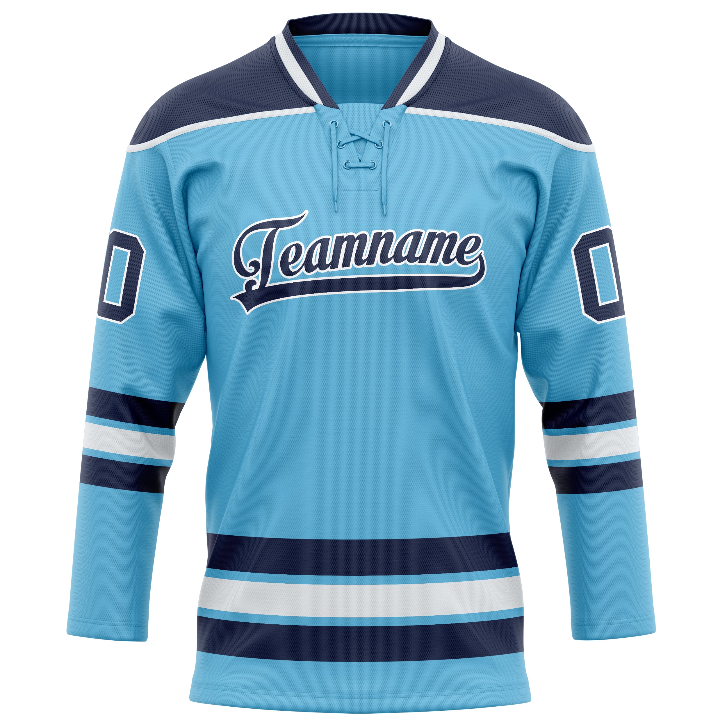 Maillot de hockey personnalisé bleu ciel et marine uni