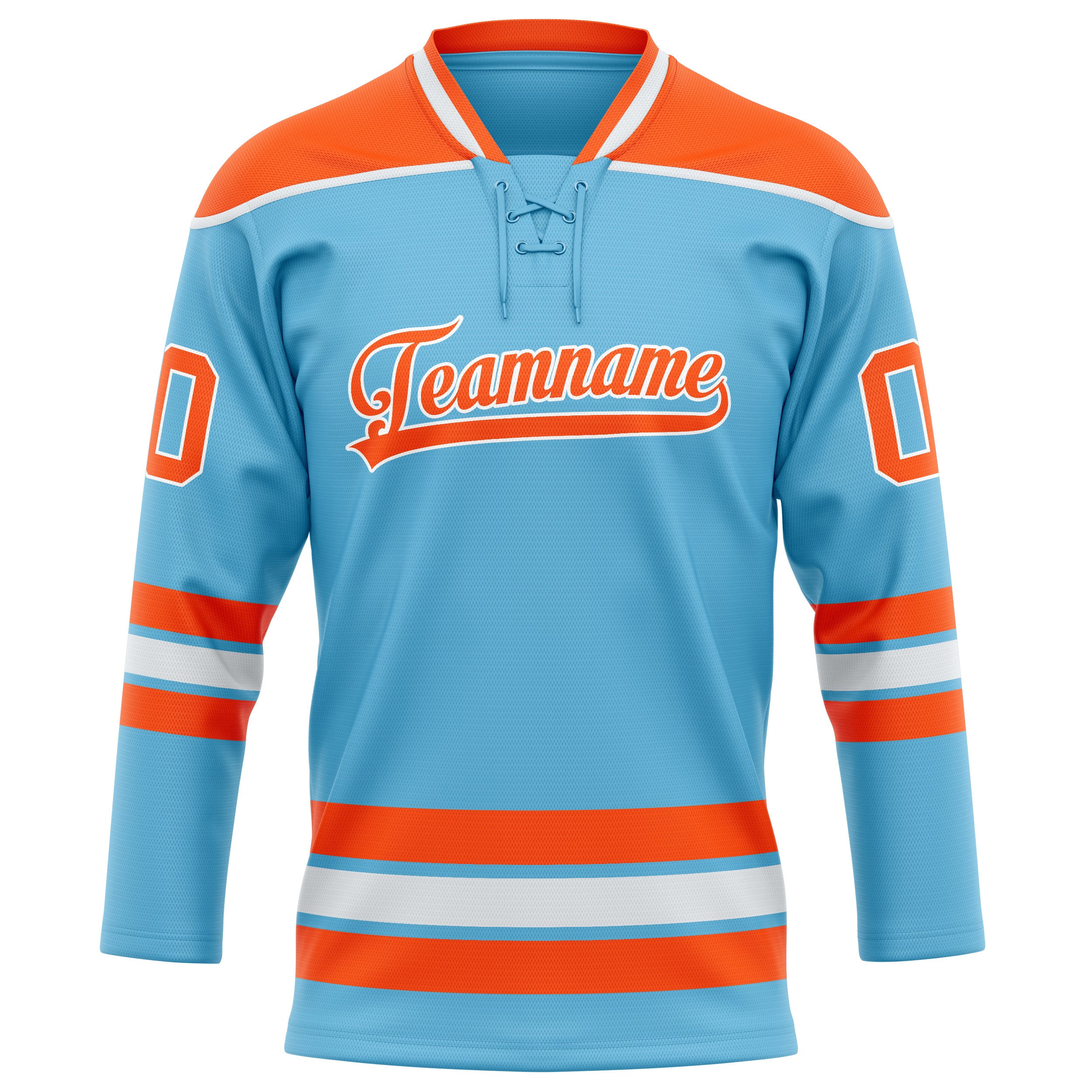 Maillot de hockey personnalisé bleu ciel et orange uni