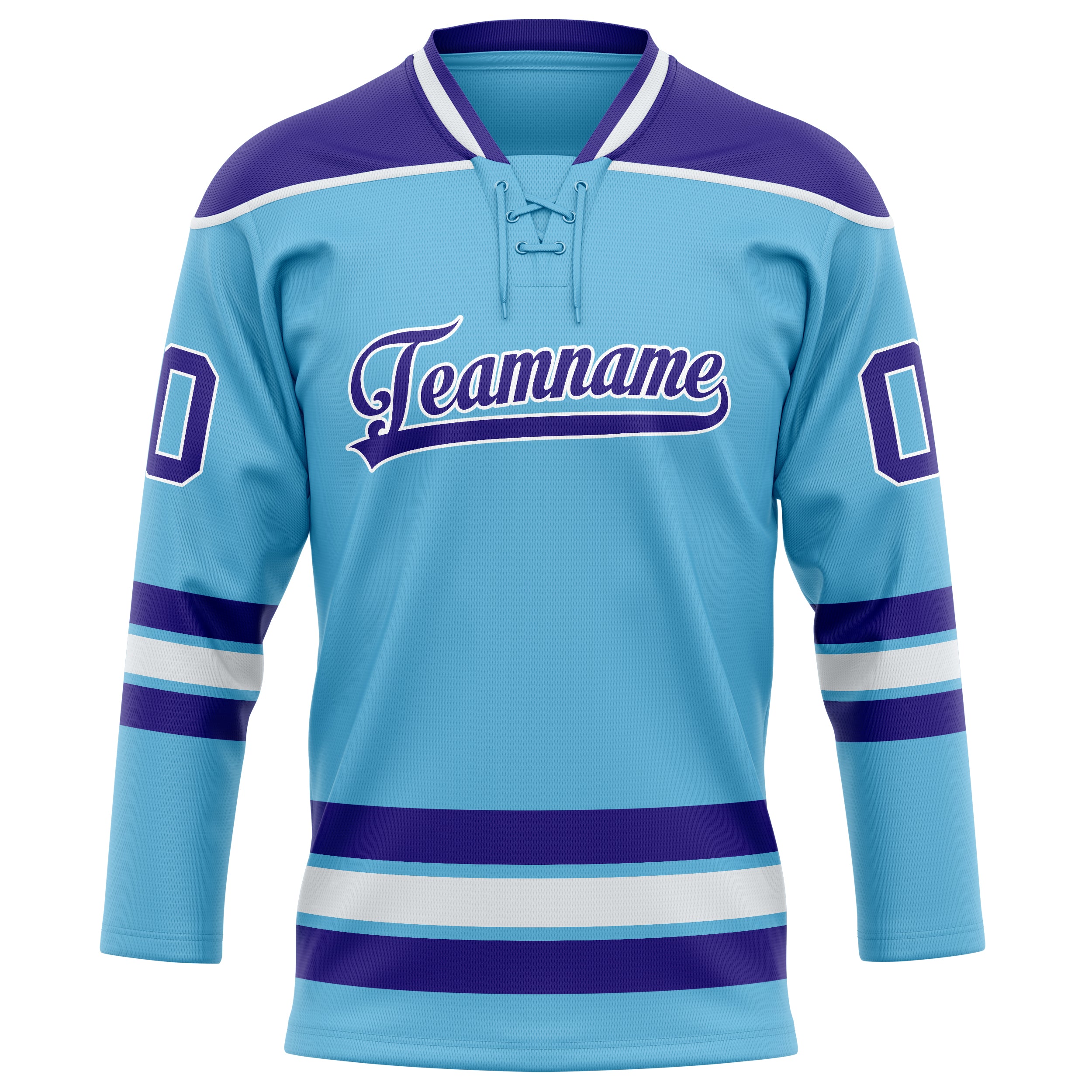 Maillot de hockey personnalisé bleu ciel et violet uni