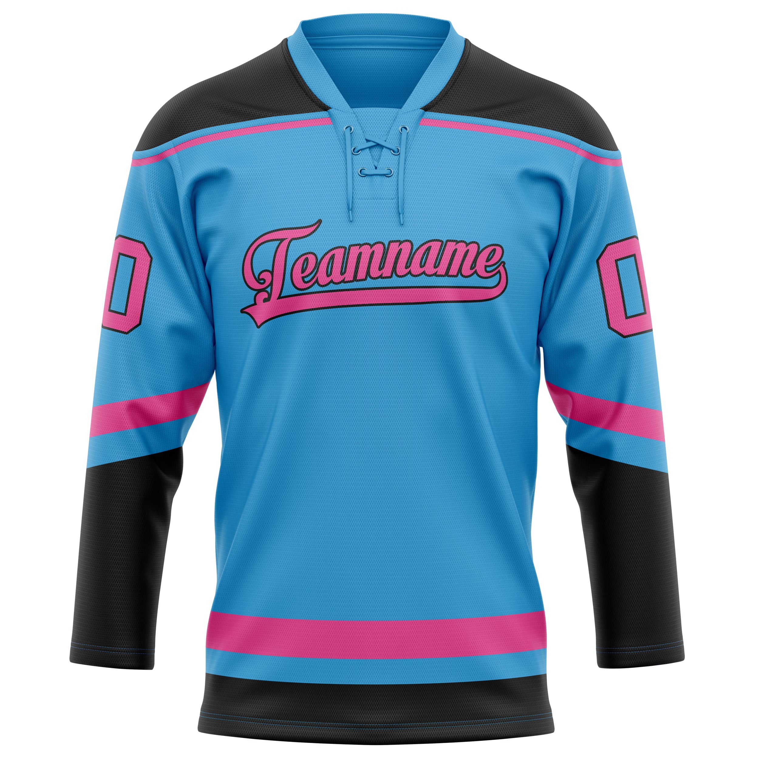 Maillot de hockey personnalisé bleu ciel et rose uni