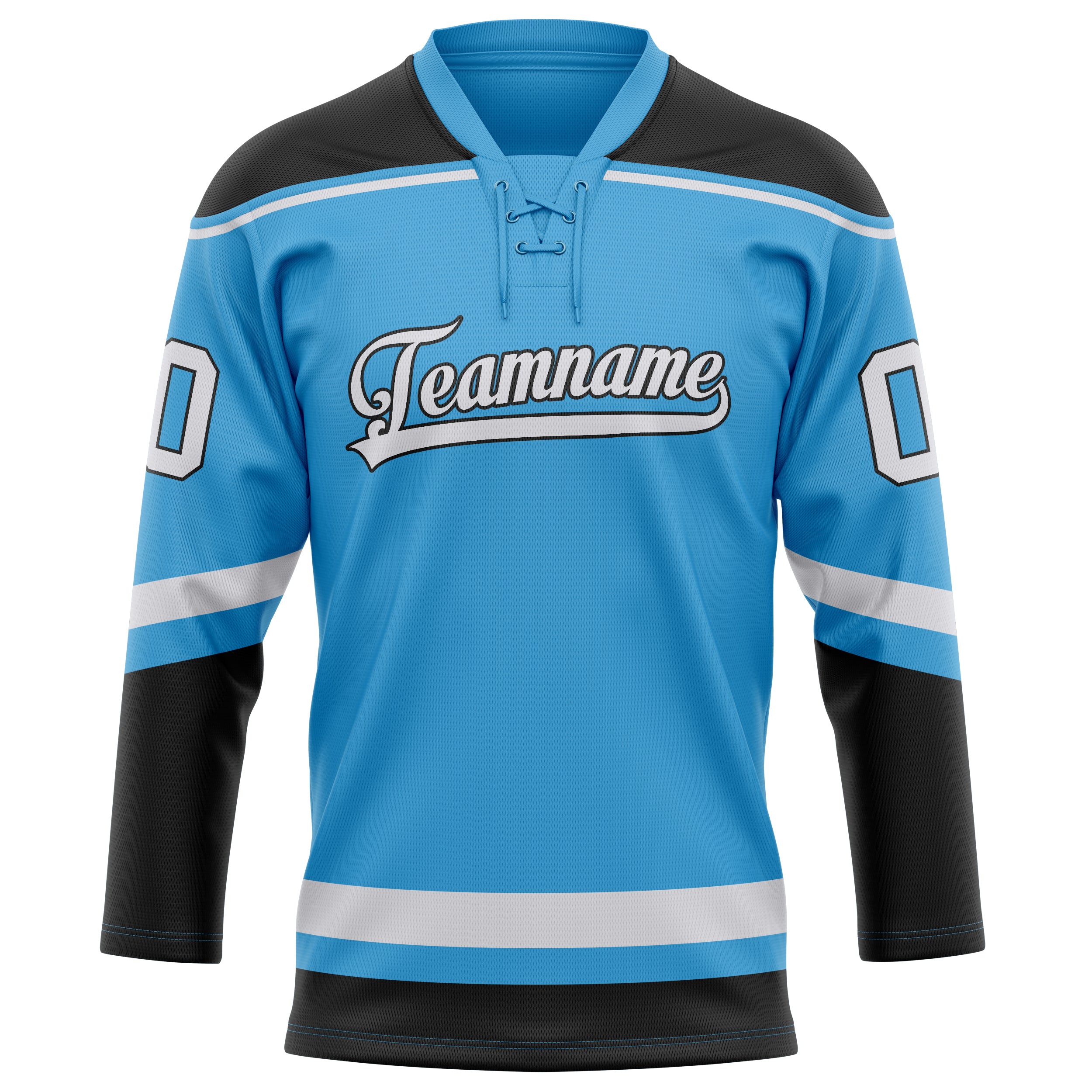 Maillot de hockey personnalisé bleu ciel et noir uni