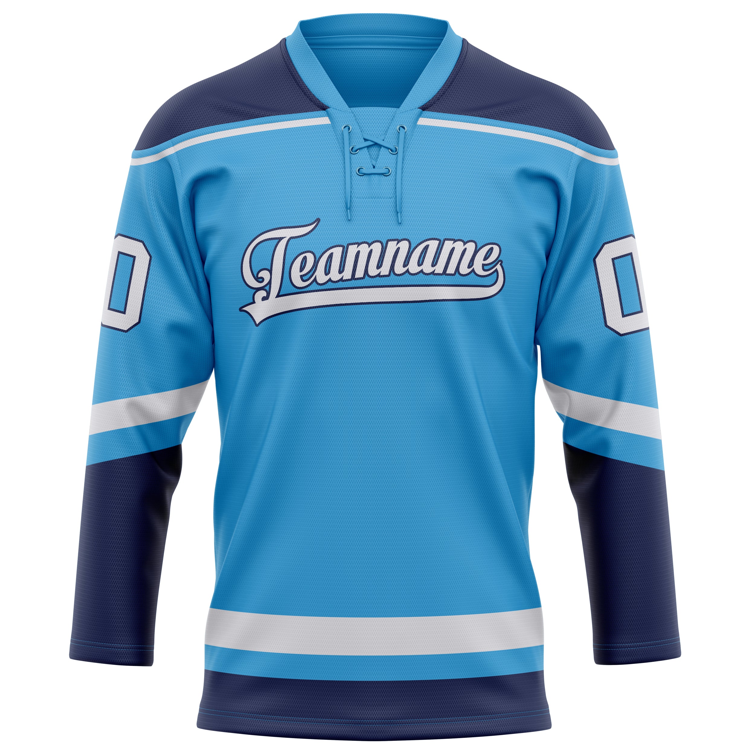 Maillot de hockey personnalisé bleu ciel et marine uni