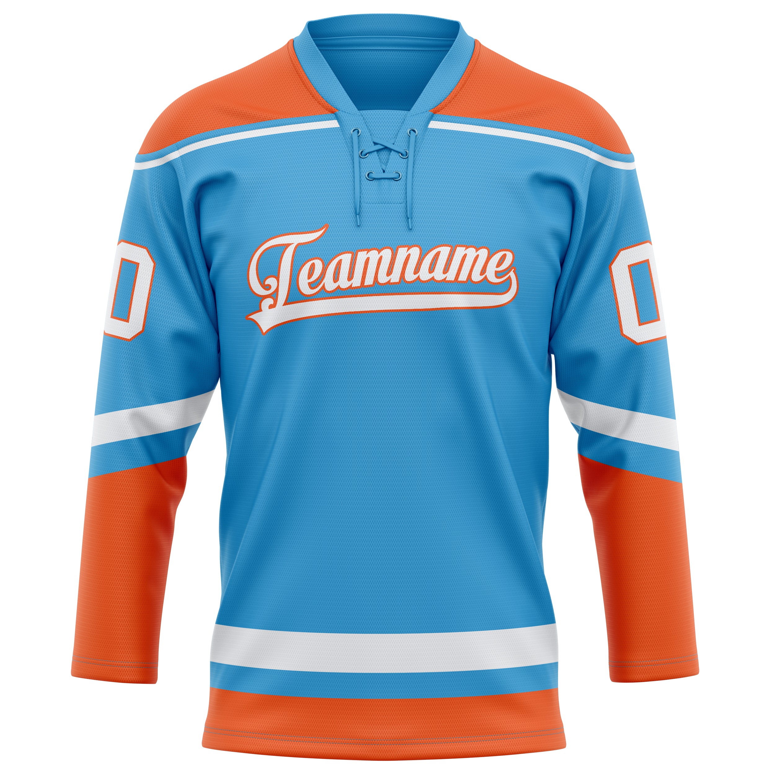 Maillot de hockey personnalisé bleu ciel et orange uni
