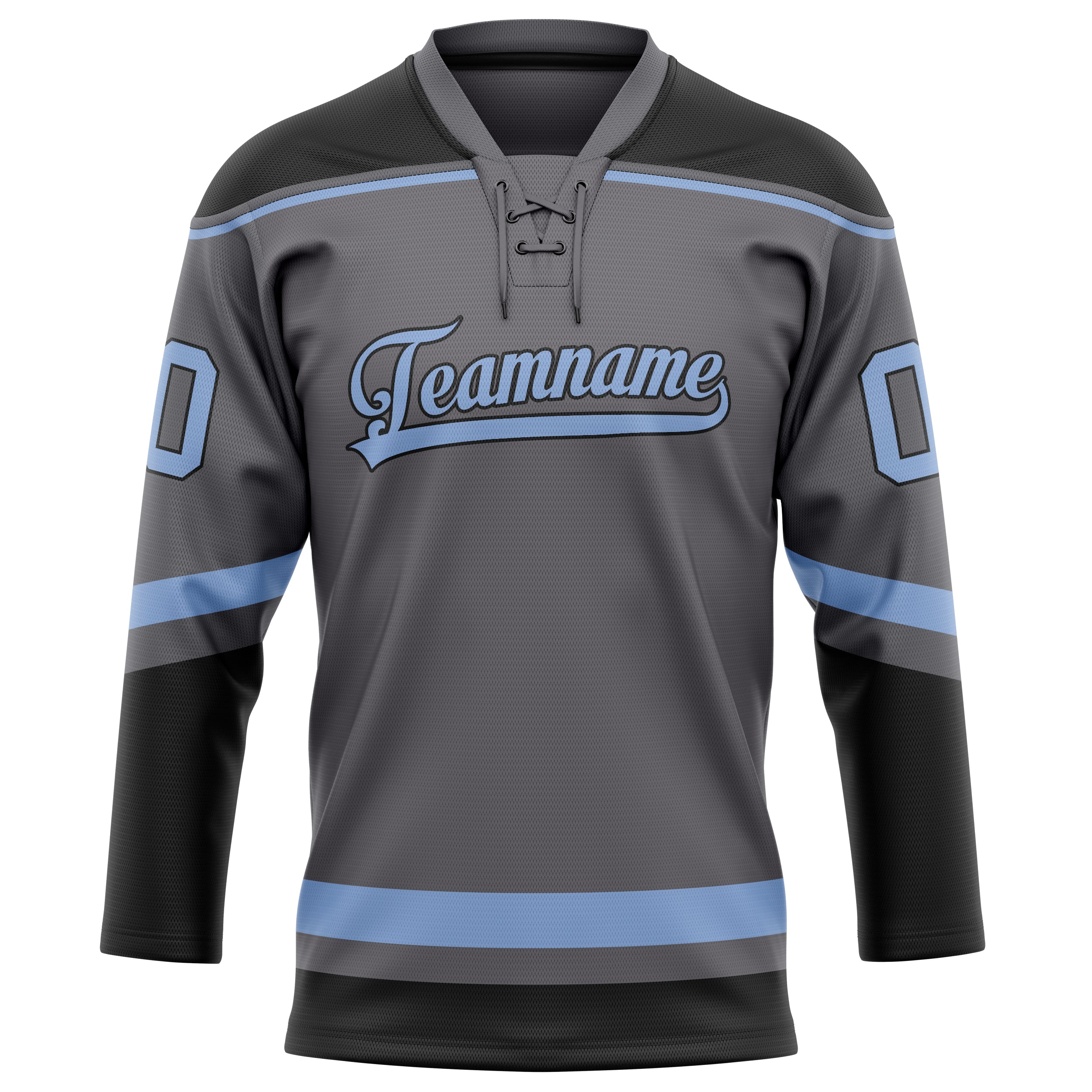 Maillot de hockey personnalisé gris acier et bleu clair uni