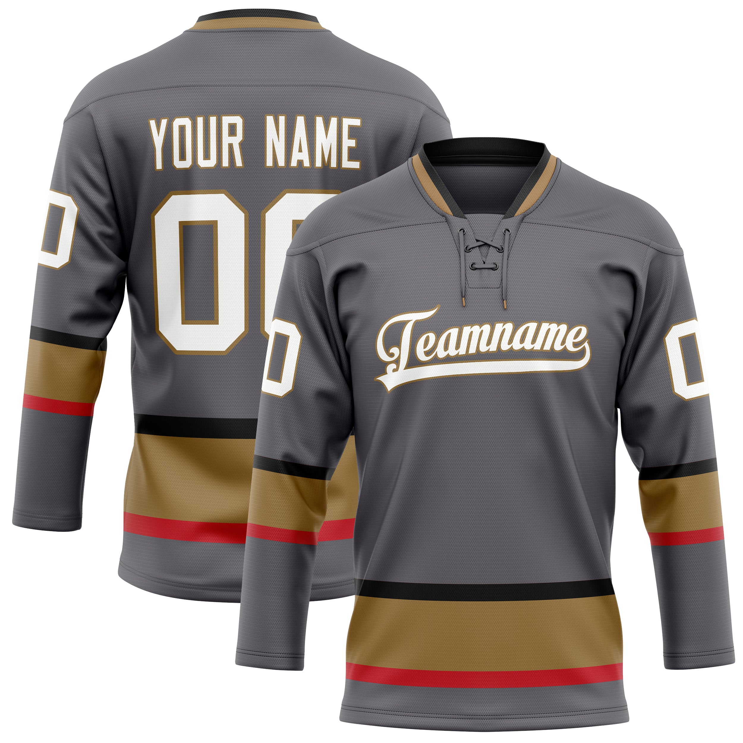 Maillot de hockey personnalisé gris acier et blanc uni