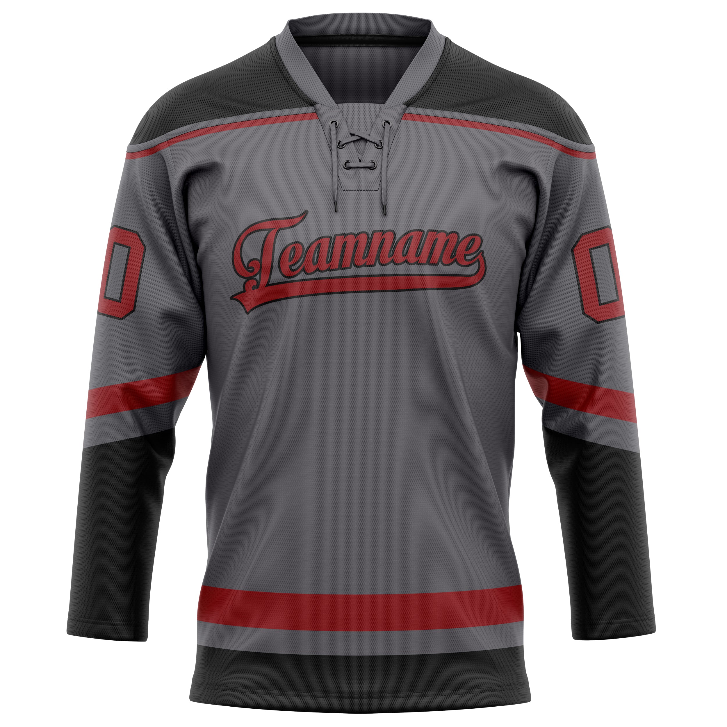 Maillot de hockey personnalisé gris acier et rouge uni