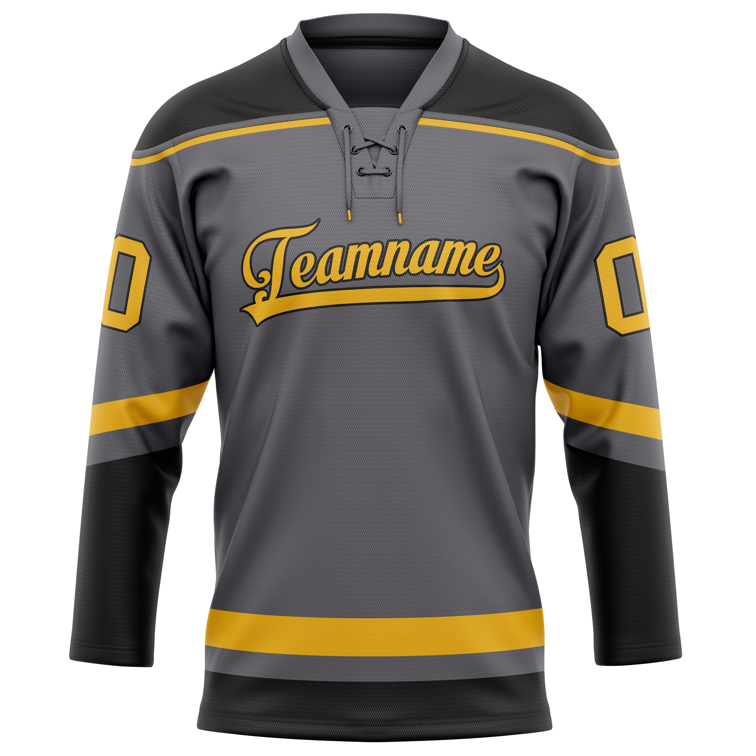 Maillot de hockey personnalisé gris acier et or uni