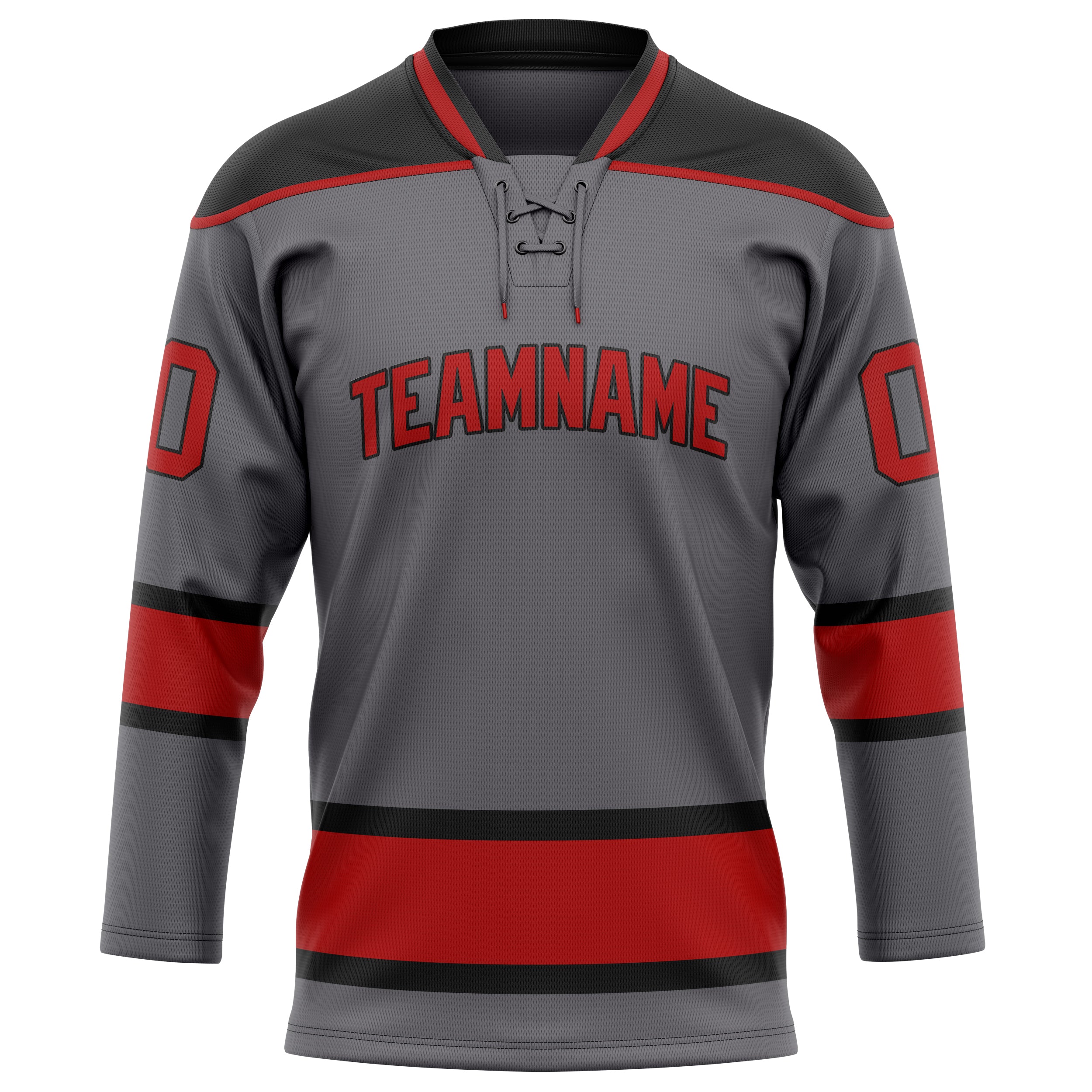 Maillot de hockey personnalisé gris acier et rouge uni