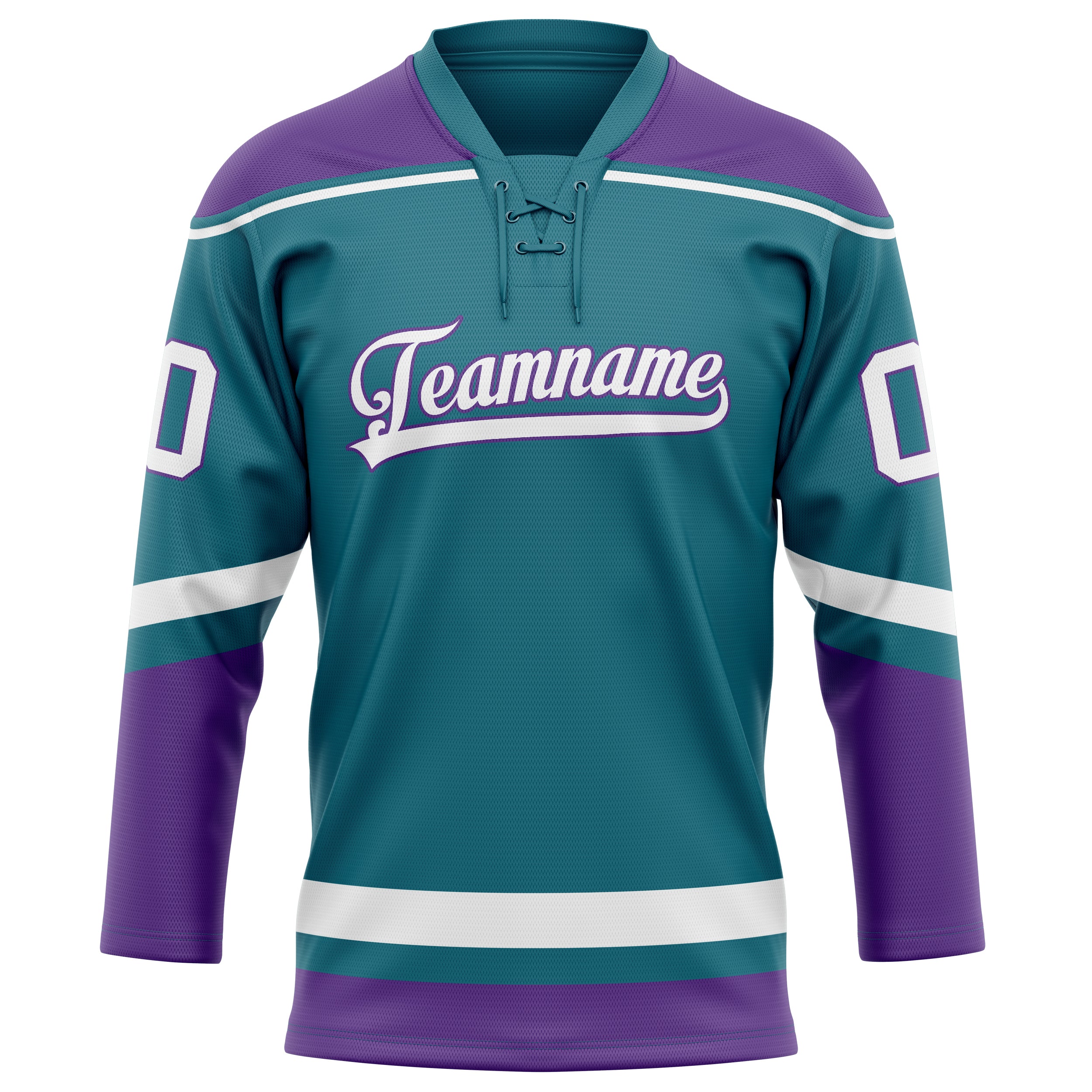 Maillot de hockey personnalisé bleu sarcelle et violet uni