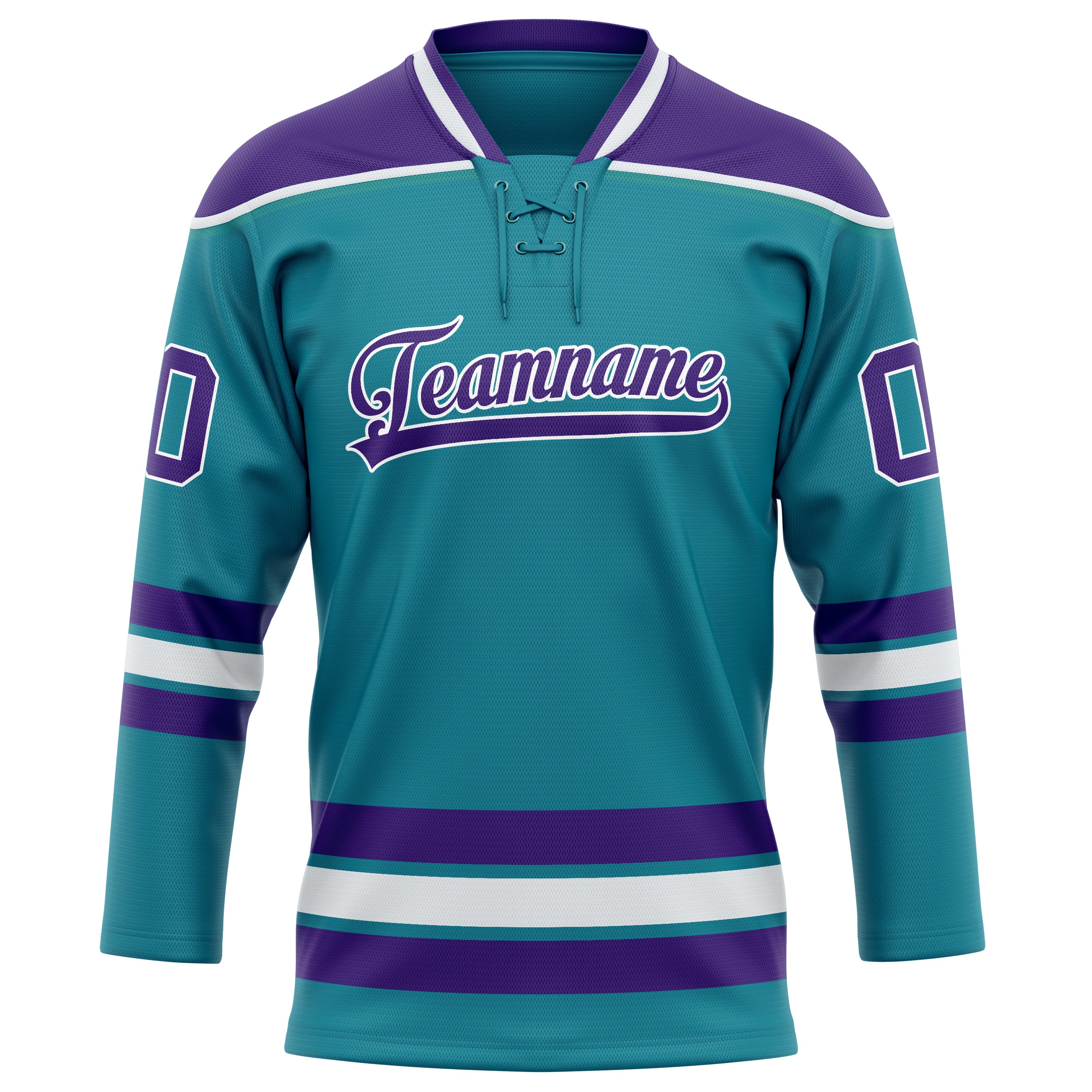 Maillot de hockey personnalisé bleu sarcelle et violet uni