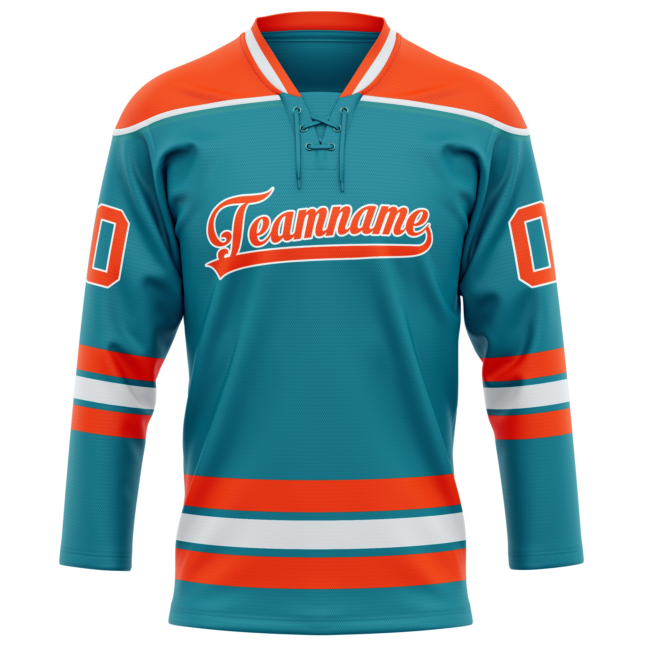 Maillot de hockey personnalisé uni turquoise et orange