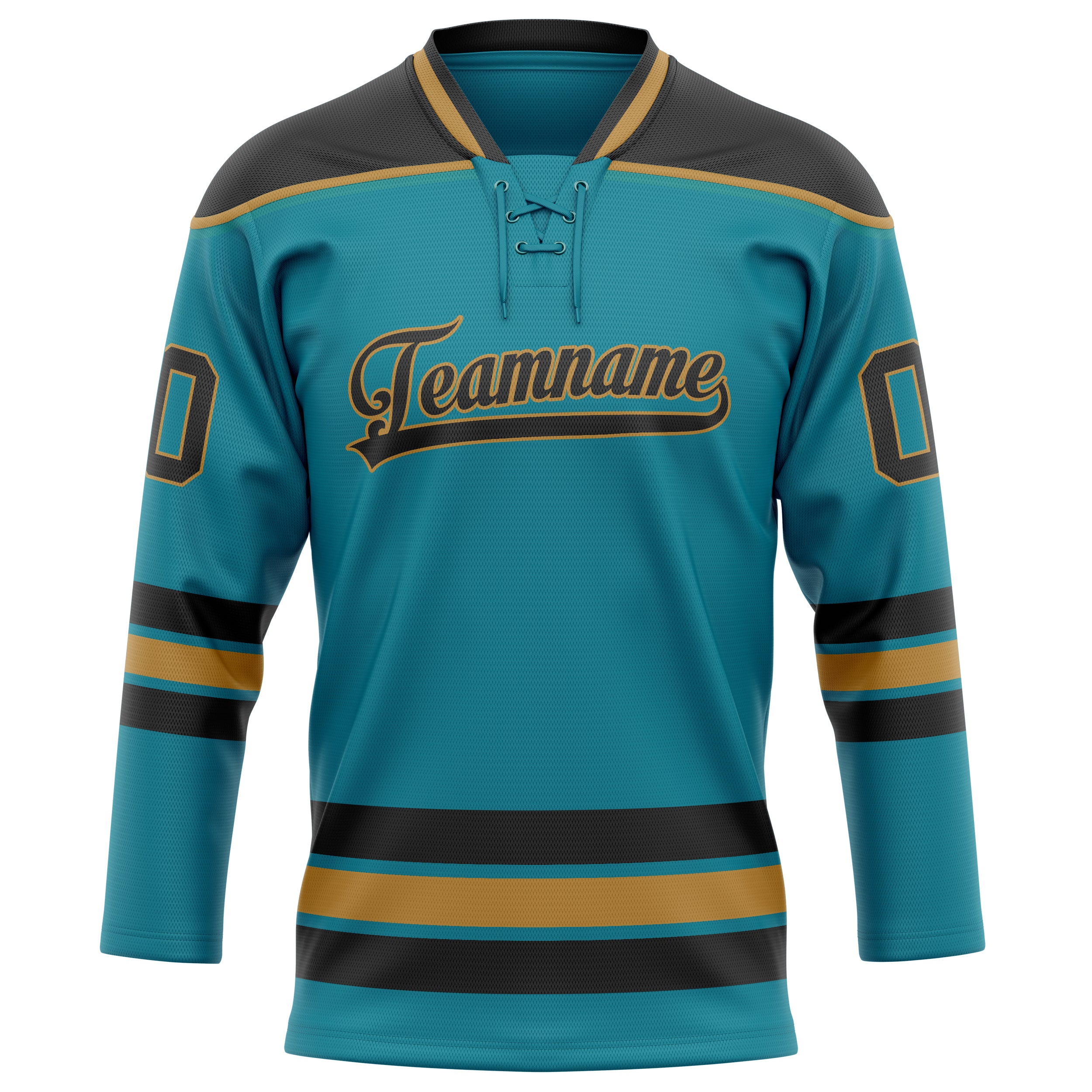 Maillot de hockey personnalisé bleu sarcelle et noir uni