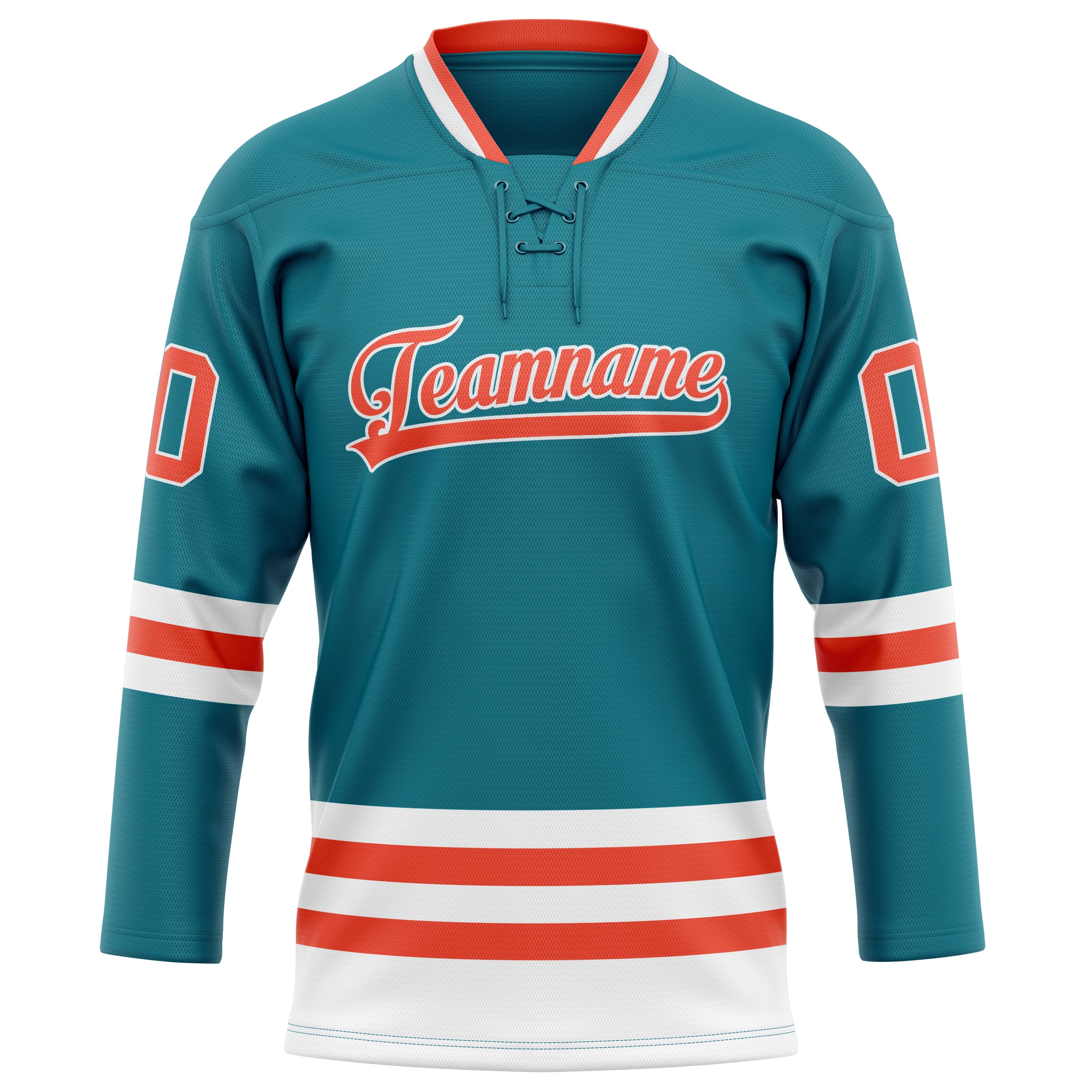 Maillot de hockey personnalisé uni turquoise et orange
