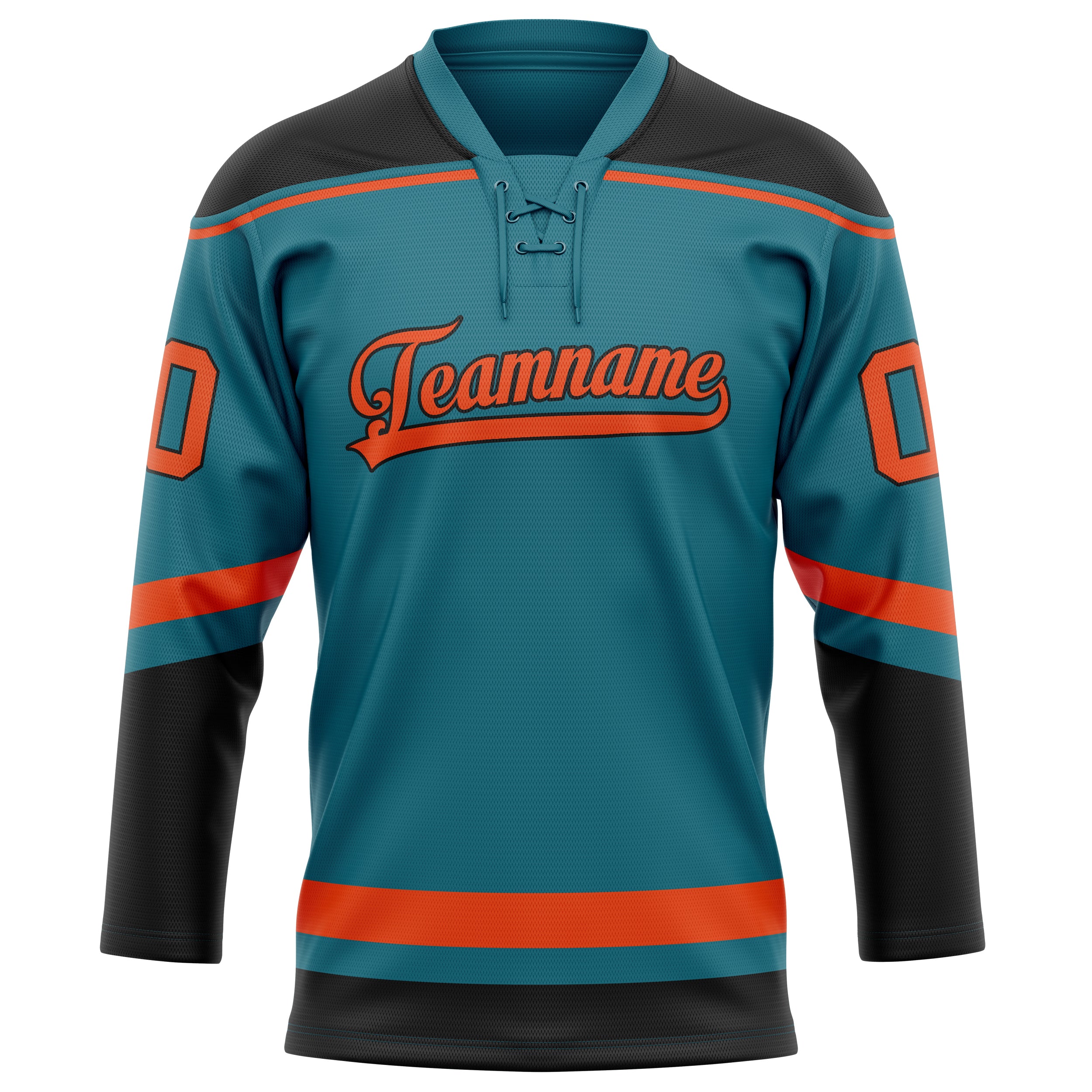 Maillot de hockey personnalisé uni turquoise et orange