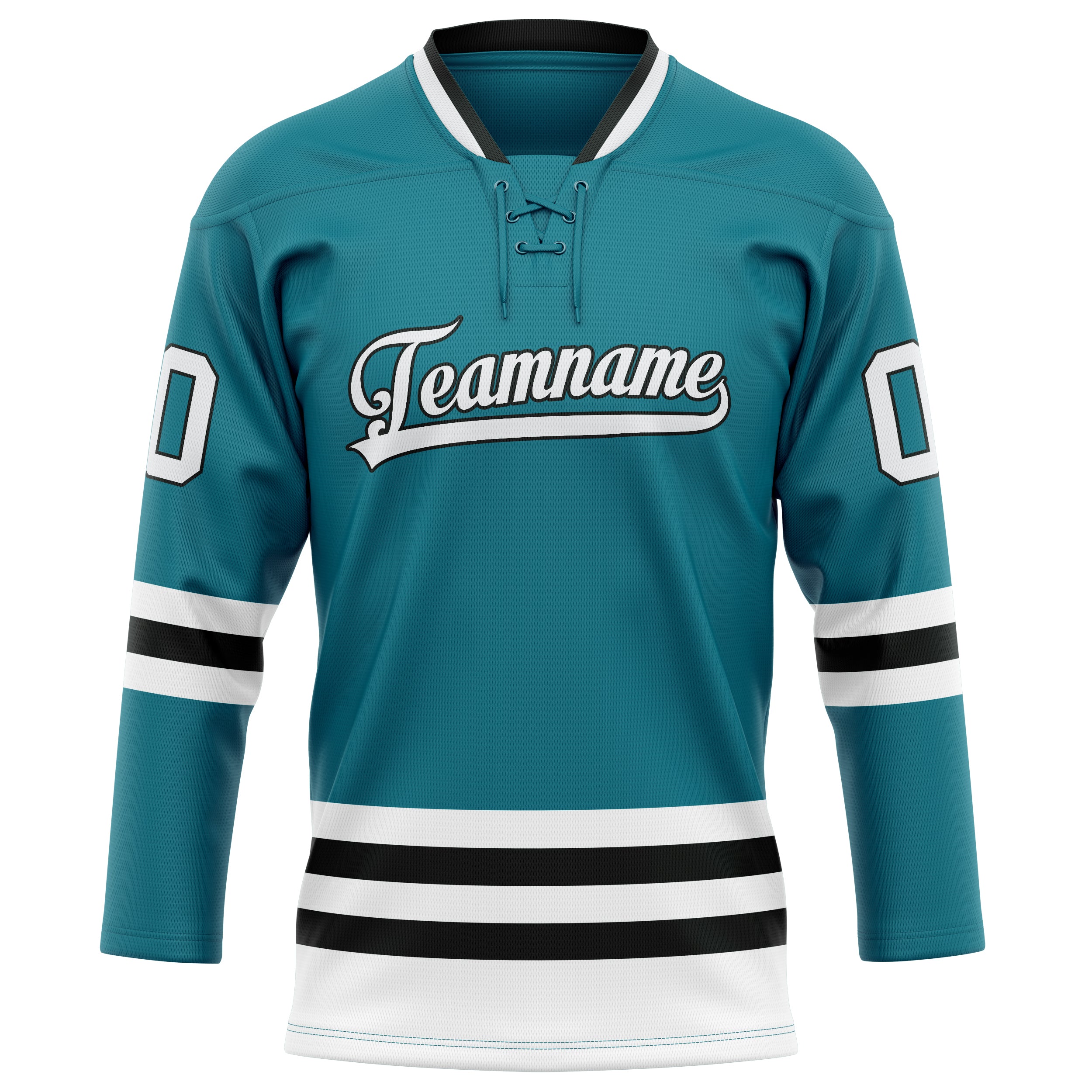 Maillot de hockey personnalisé bleu sarcelle et blanc uni