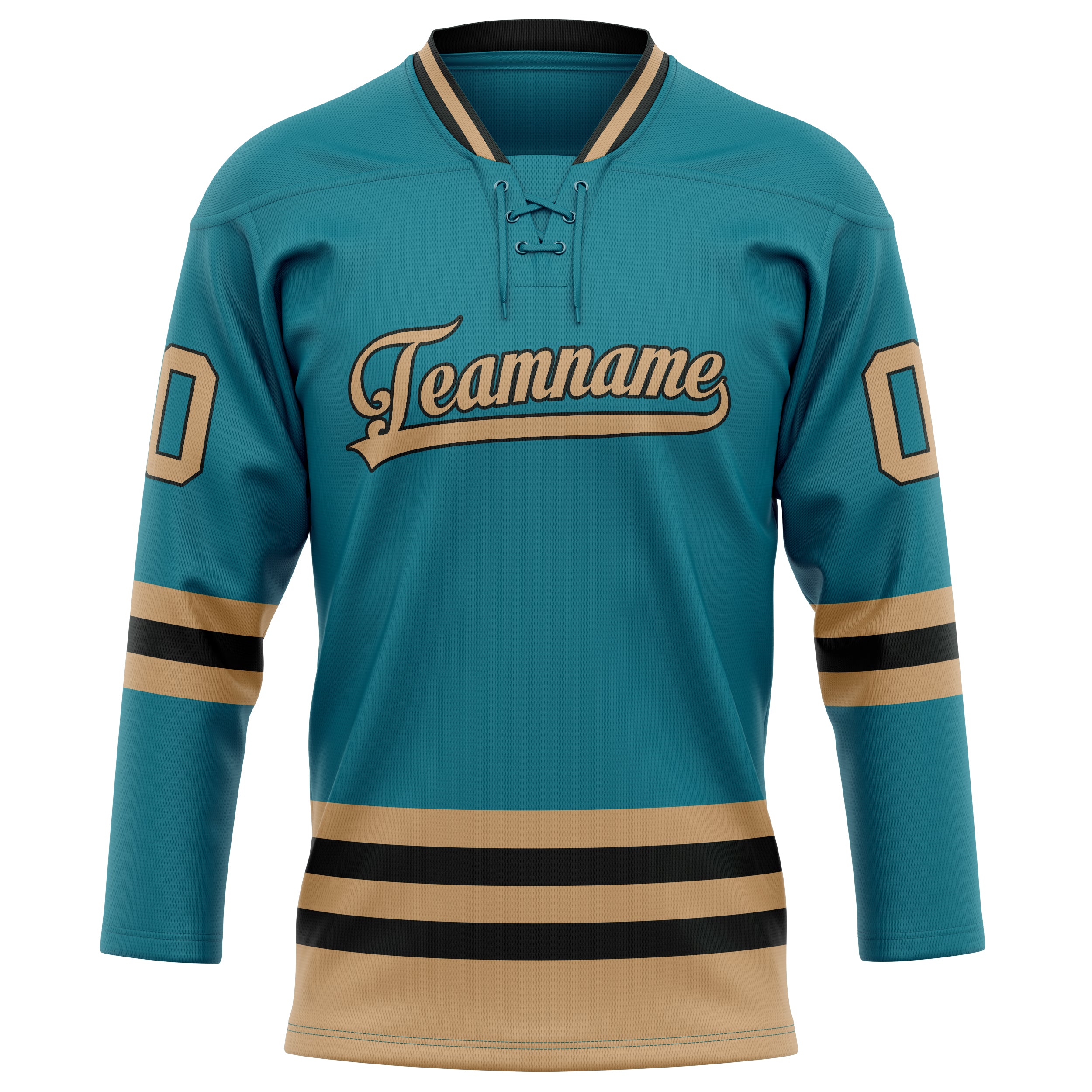 Maillot de hockey personnalisé bleu sarcelle et or uni