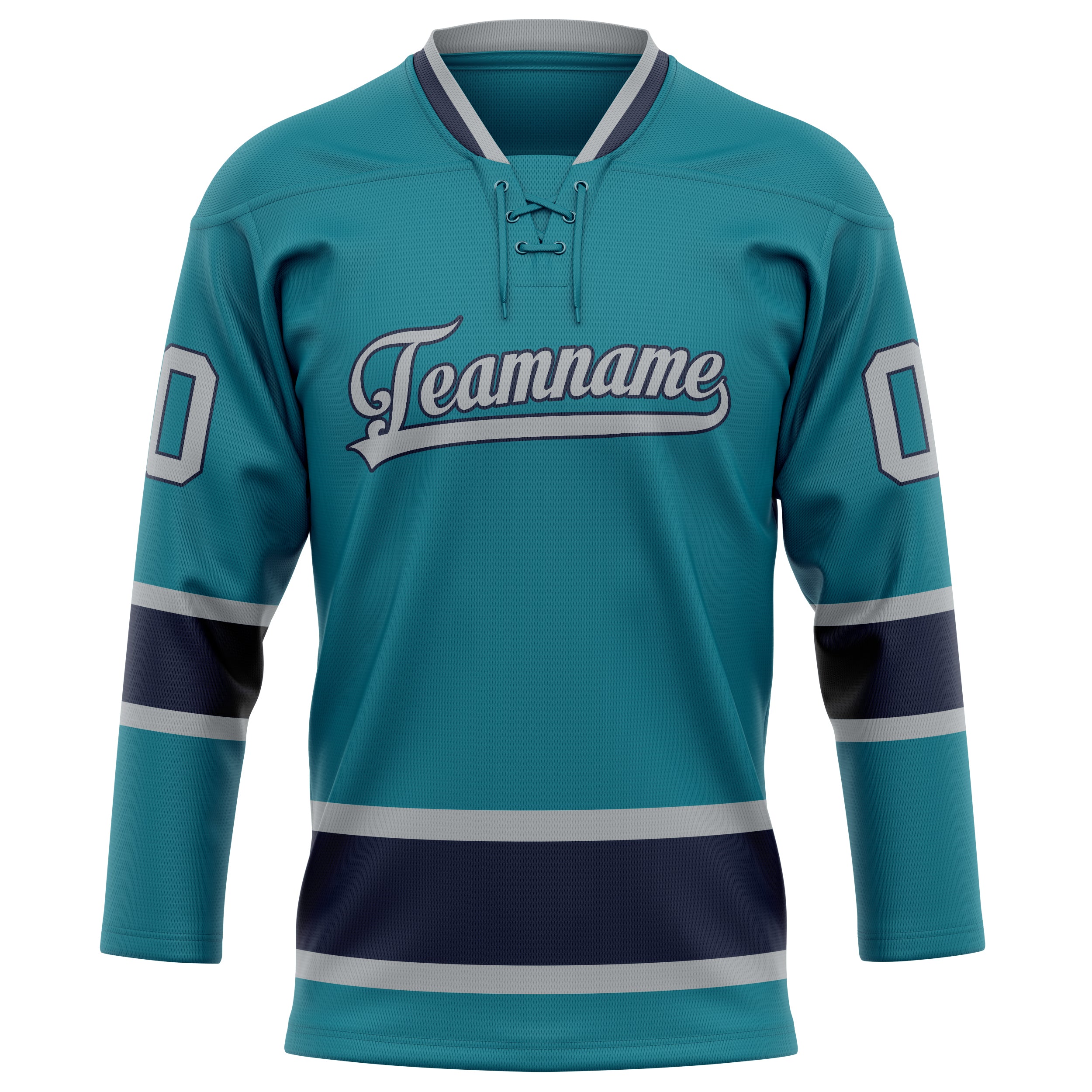 Maillot de hockey personnalisé bleu sarcelle et gris uni
