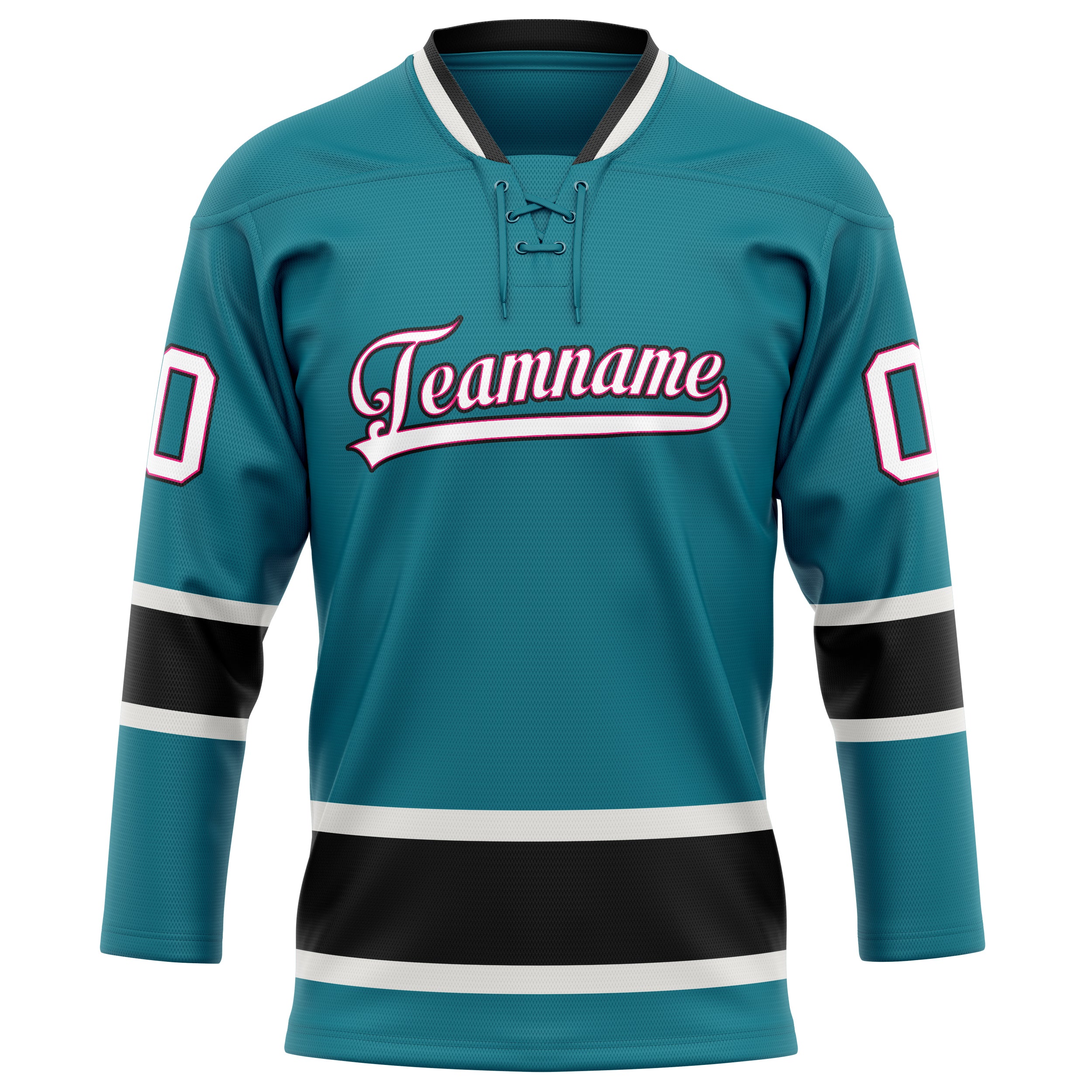 Maillot de hockey personnalisé bleu sarcelle et blanc uni