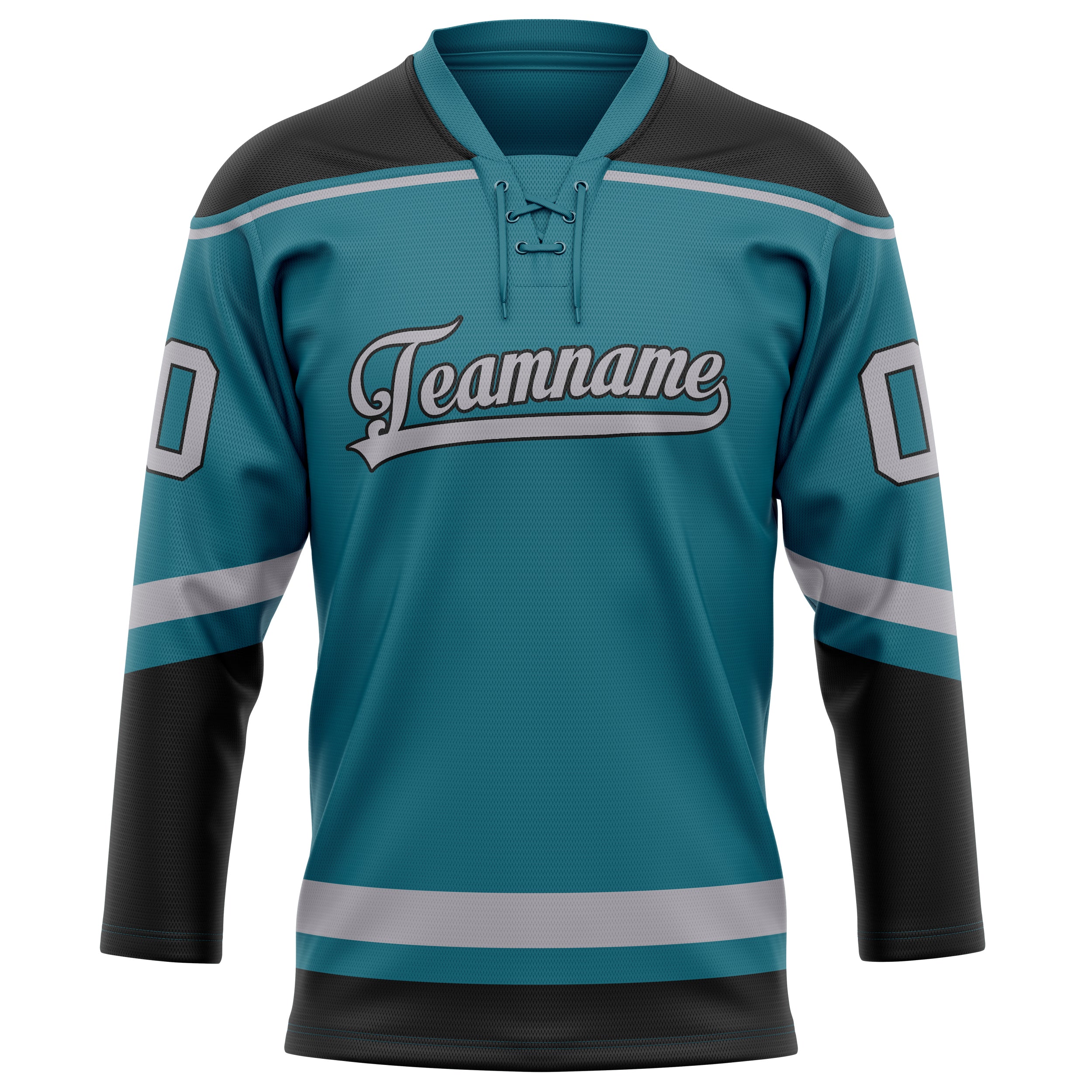 Maillot de hockey personnalisé bleu sarcelle et noir uni