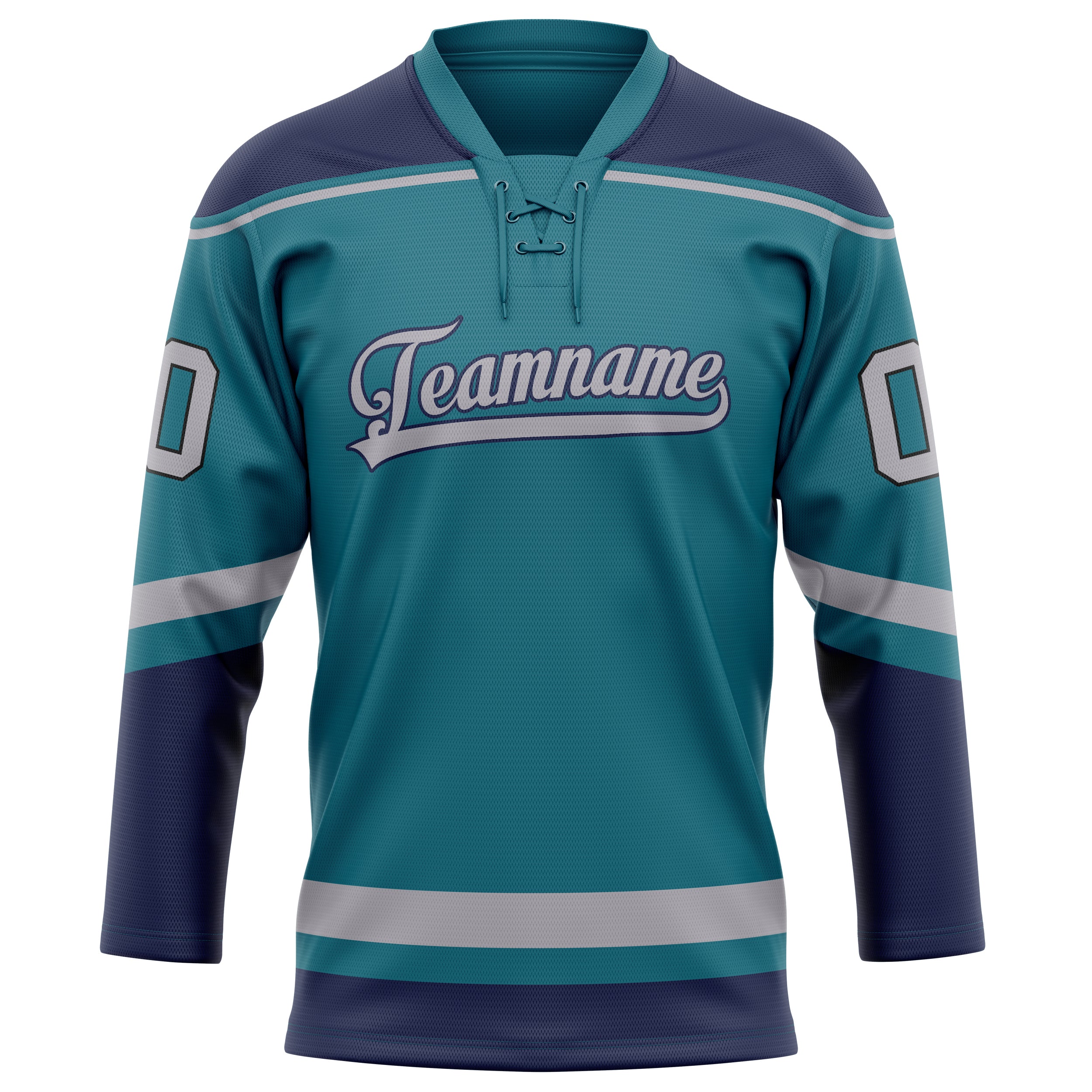 Maillot de hockey personnalisé bleu sarcelle et marine uni