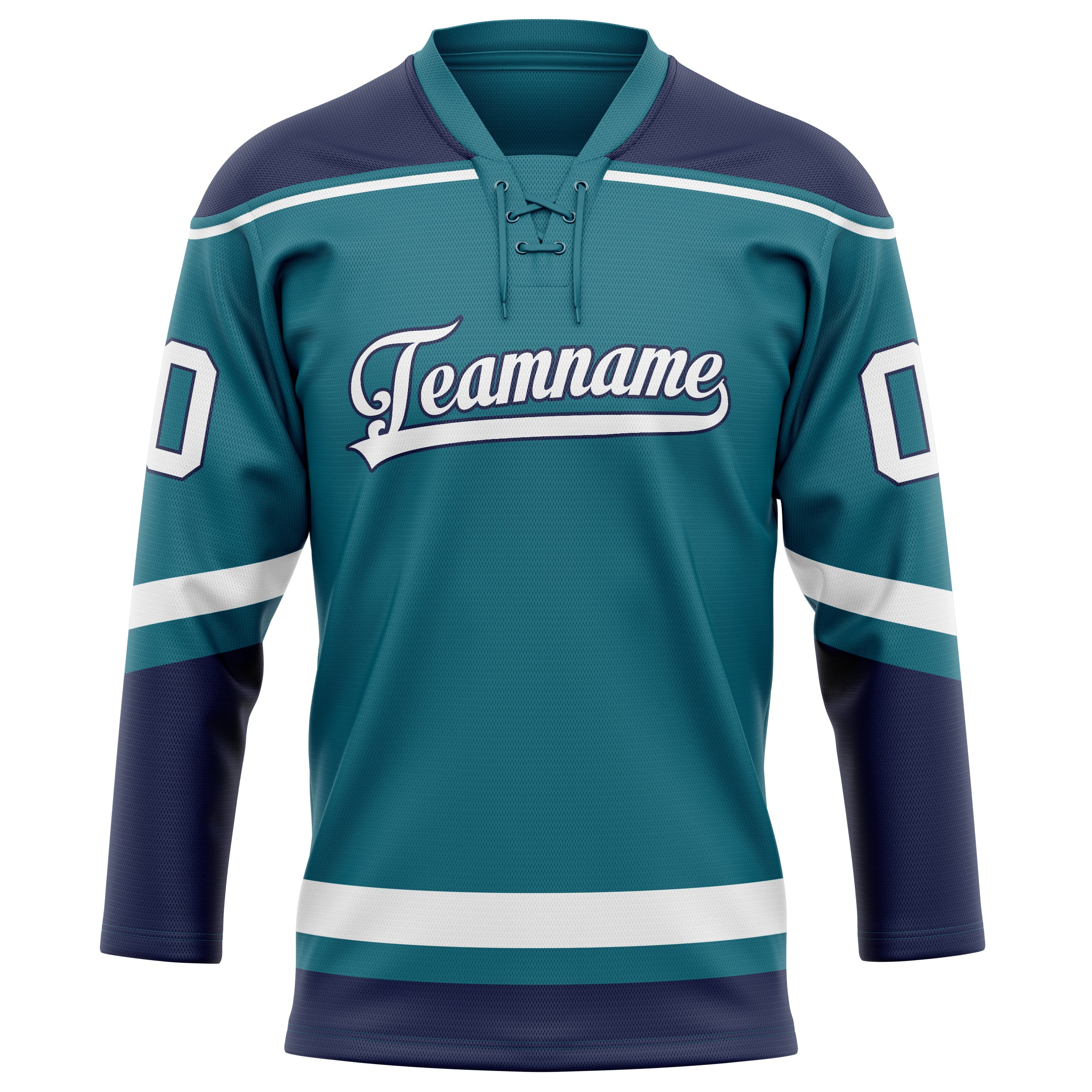 Maillot de hockey personnalisé bleu sarcelle et marine uni