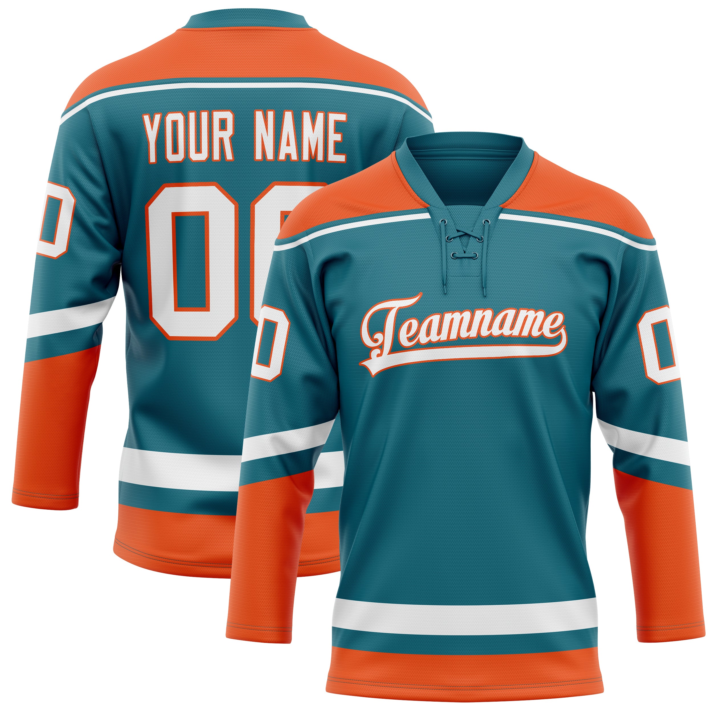 Maillot de hockey personnalisé uni turquoise et orange