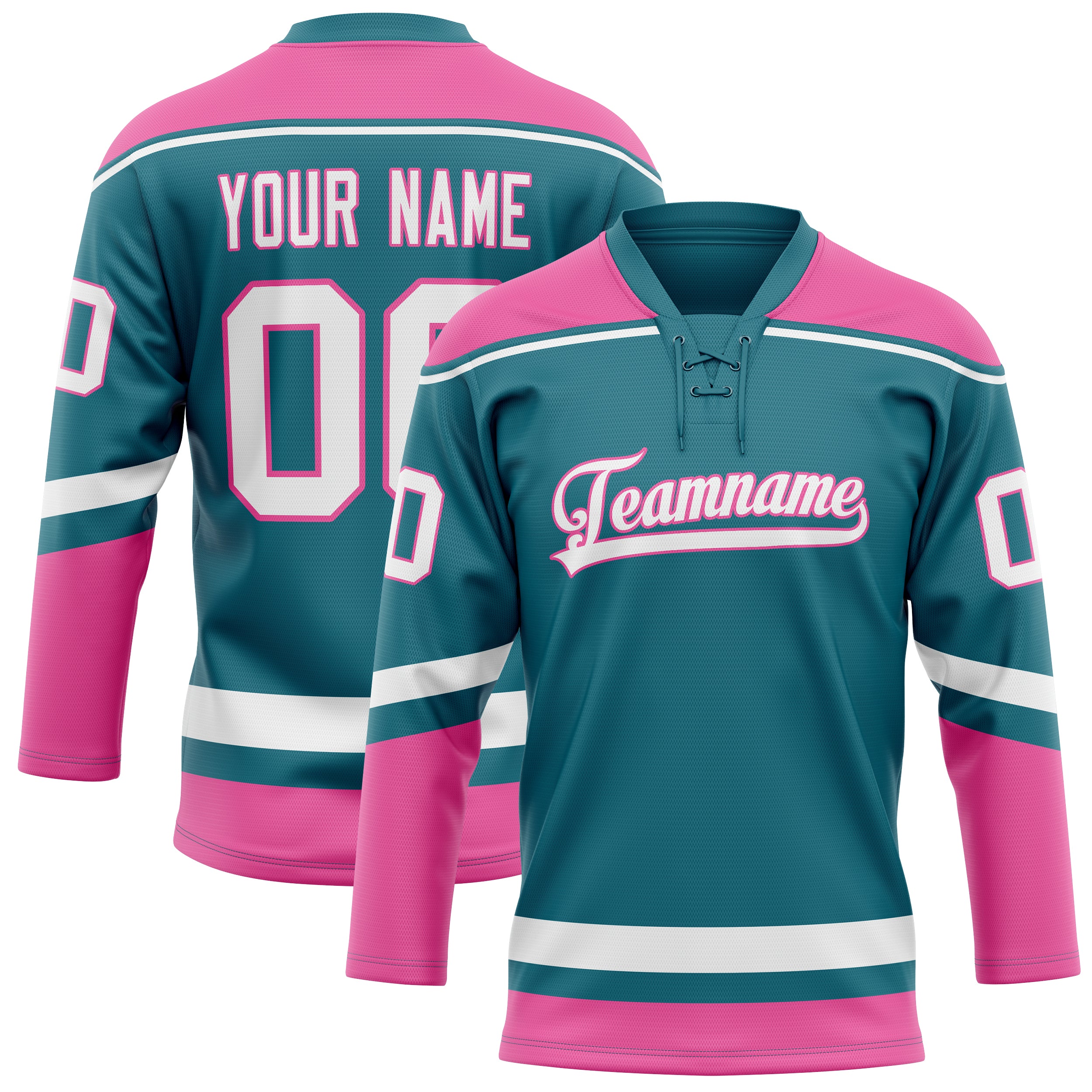 Maillot de hockey personnalisé rose turquoise uni